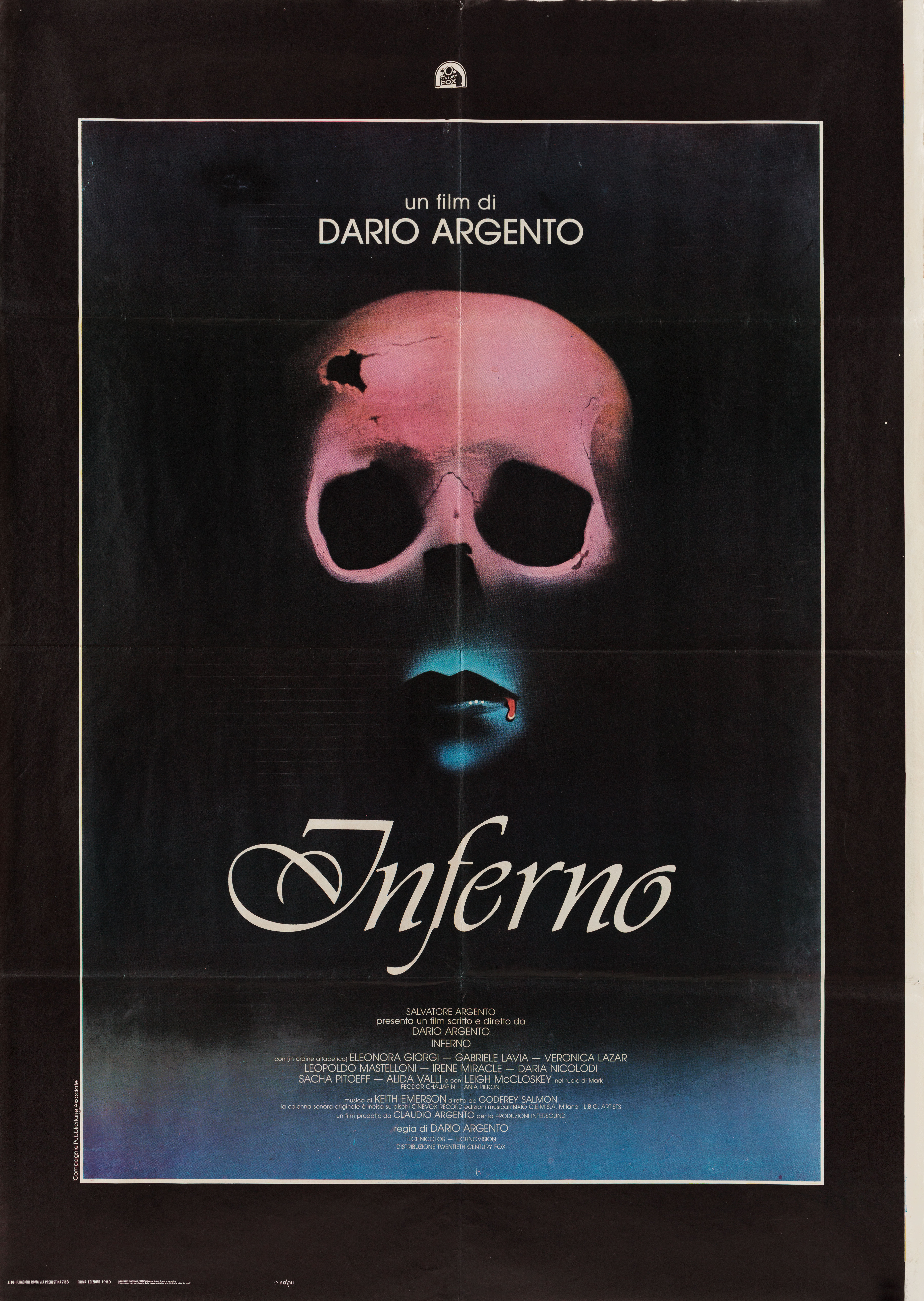 Преисподняя (Inferno, 1980), режиссёр Дарио Ардженто, итальянский постер к фильму, 1980 год (2)