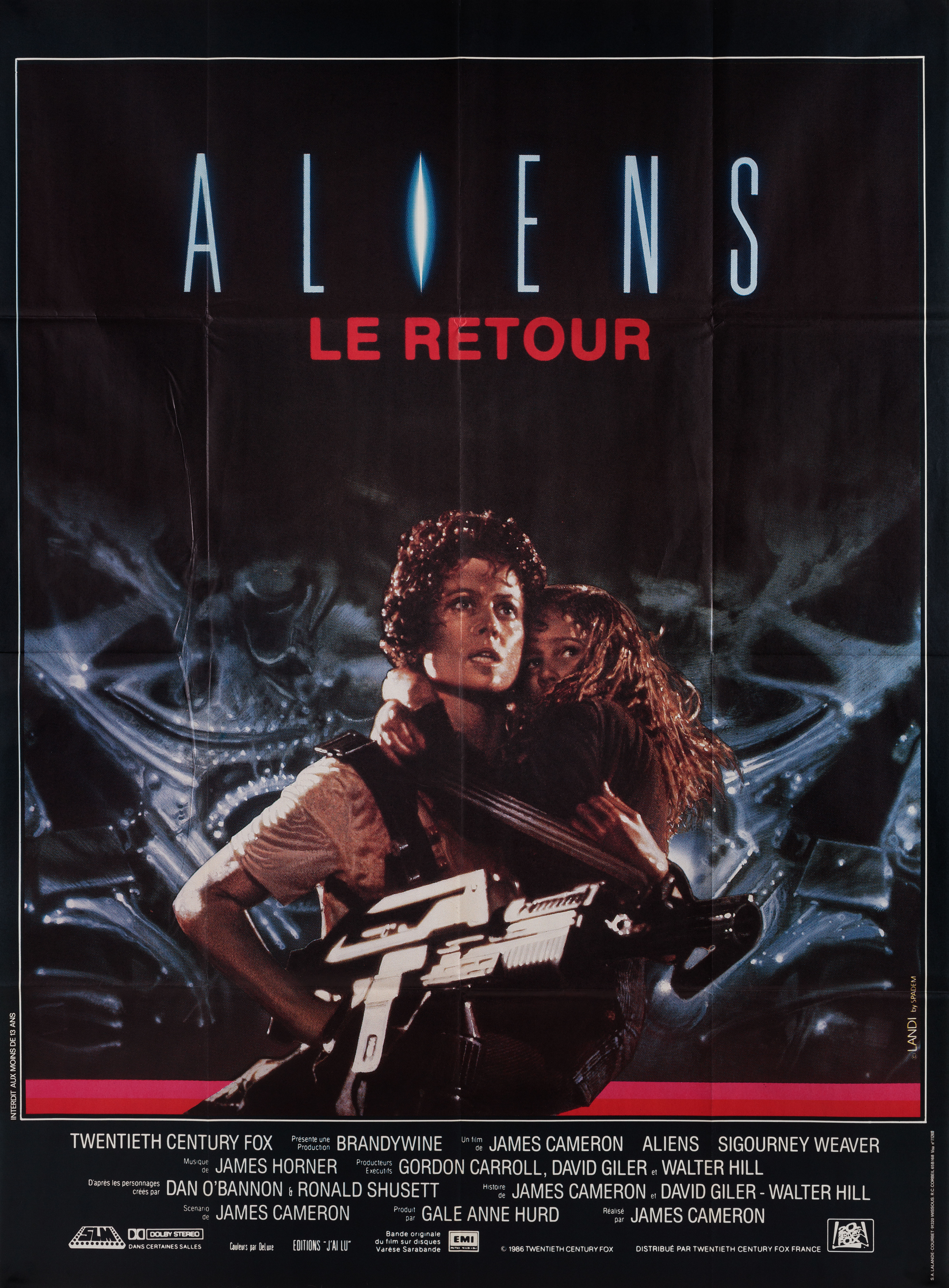Чужие (Aliens, 1986), режиссёр Джеймс Кэмерон, французский постер к фильму, 1986 год