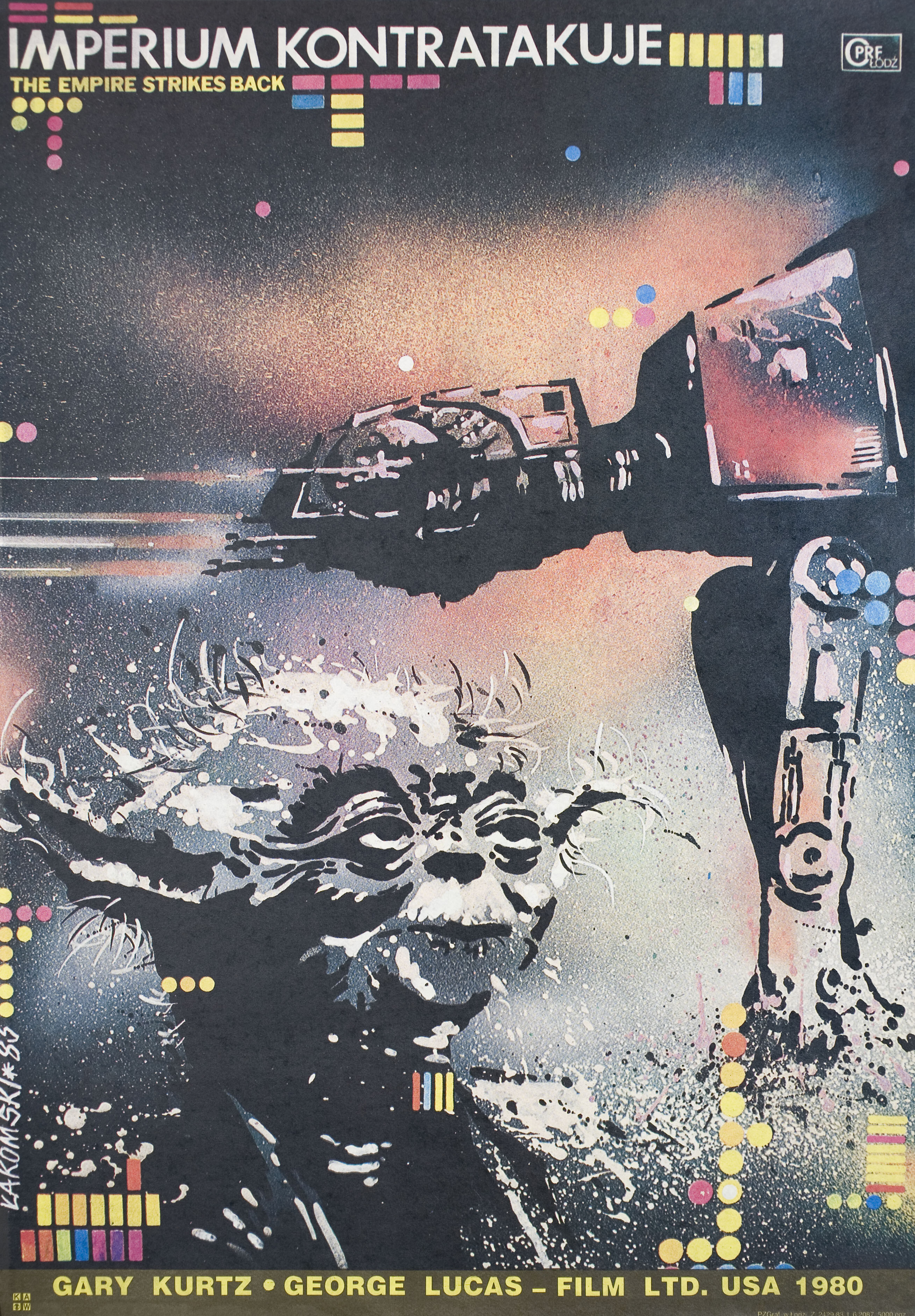 Звёздные войны: Эпизод 5 – Империя наносит ответный удар (The Empire Strikes Back, 1980), режиссёр Ирвин Кершнер, польский постер к фильму, автор Мирослав Лакомский, 1983 год
