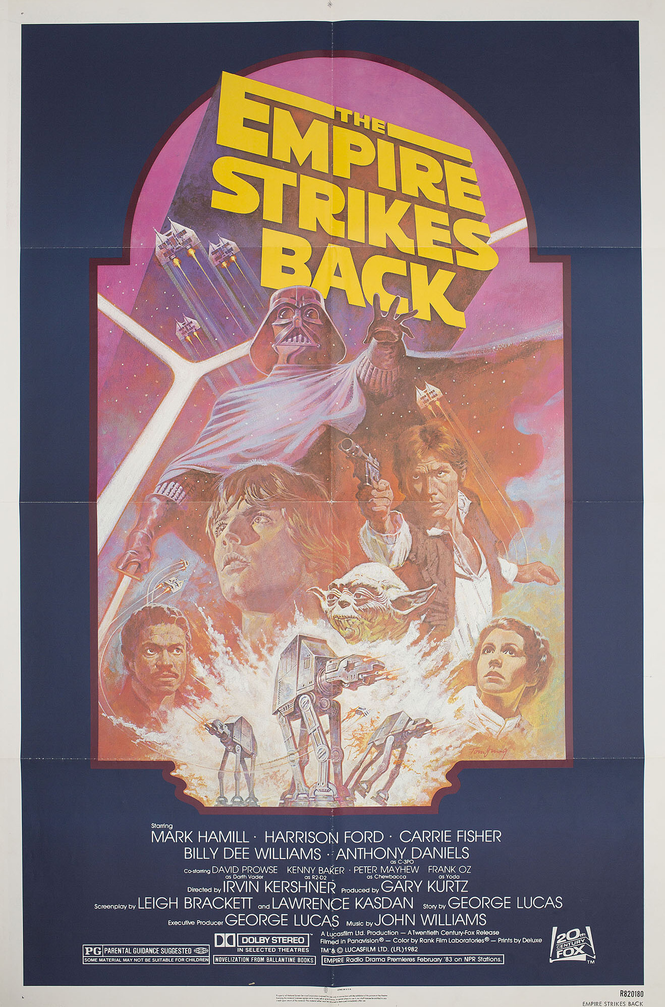 Звёздные войны: Эпизод 5 – Империя наносит ответный удар (The Empire Strikes Back, 1980), режиссёр Ирвин Кершнер, американский постер к фильму, автор Том Юнг, 1982 год