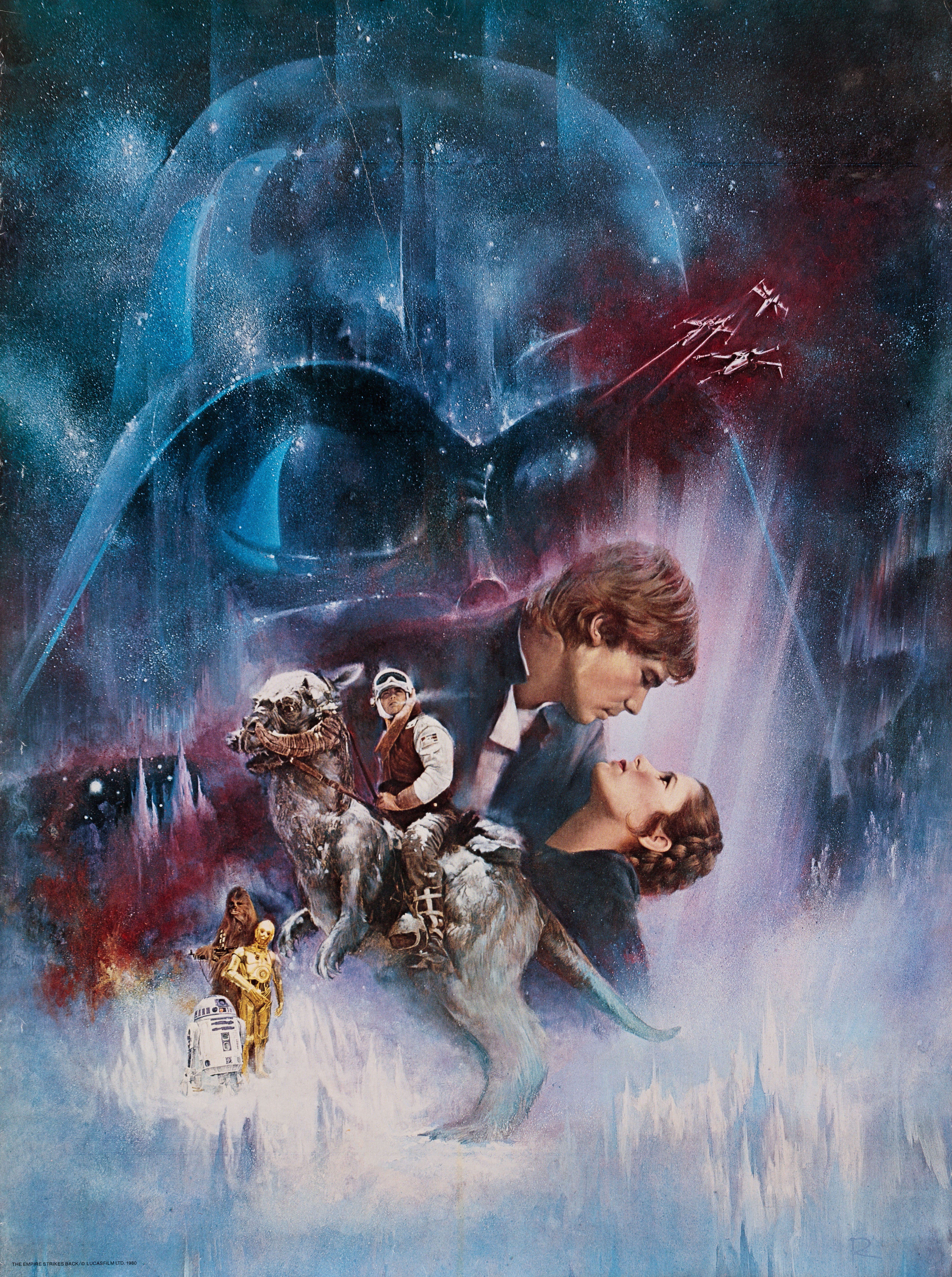 Звёздные войны: Эпизод 5 – Империя наносит ответный удар (The Empire Strikes Back, 1980), режиссёр Ирвин Кершнер, американский постер к фильму, автор Роджер Кастель, 1980 год
