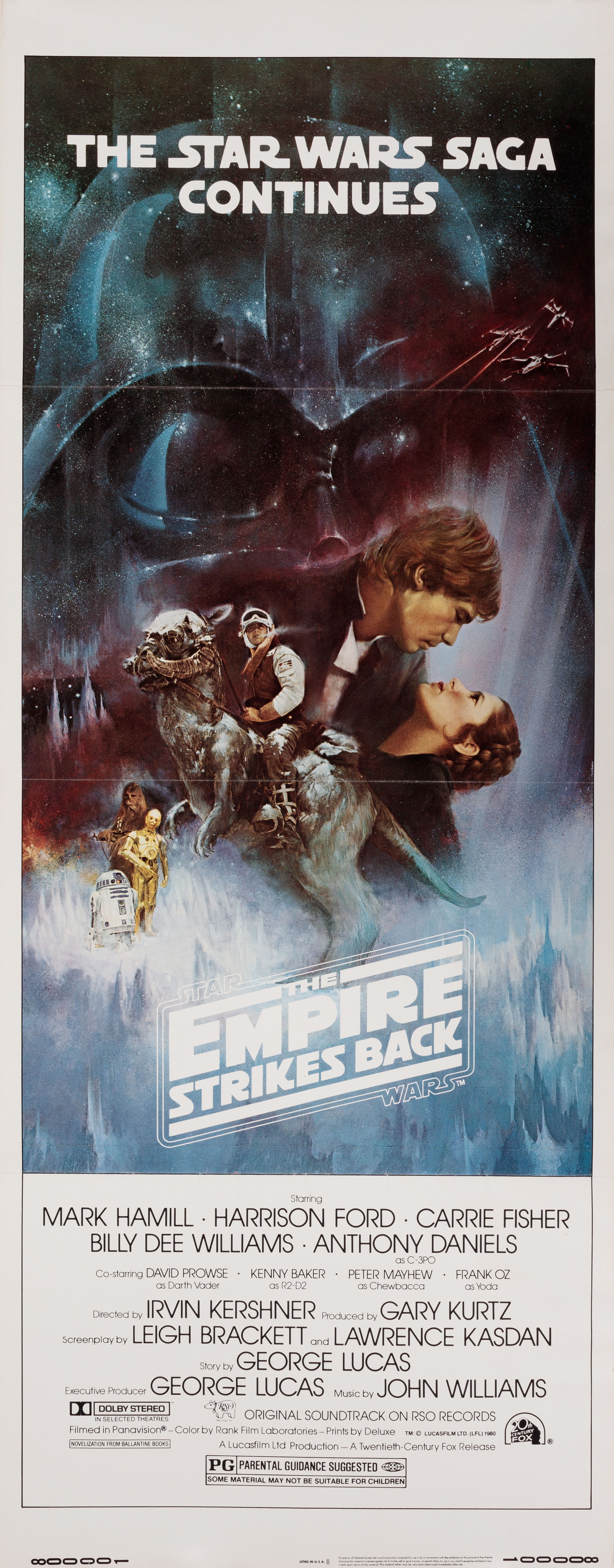 Звёздные войны: Эпизод 5 – Империя наносит ответный удар (The Empire Strikes Back, 1980), режиссёр Ирвин Кершнер, американский постер к фильму, автор Роджер Кастель, 1980 год (3)