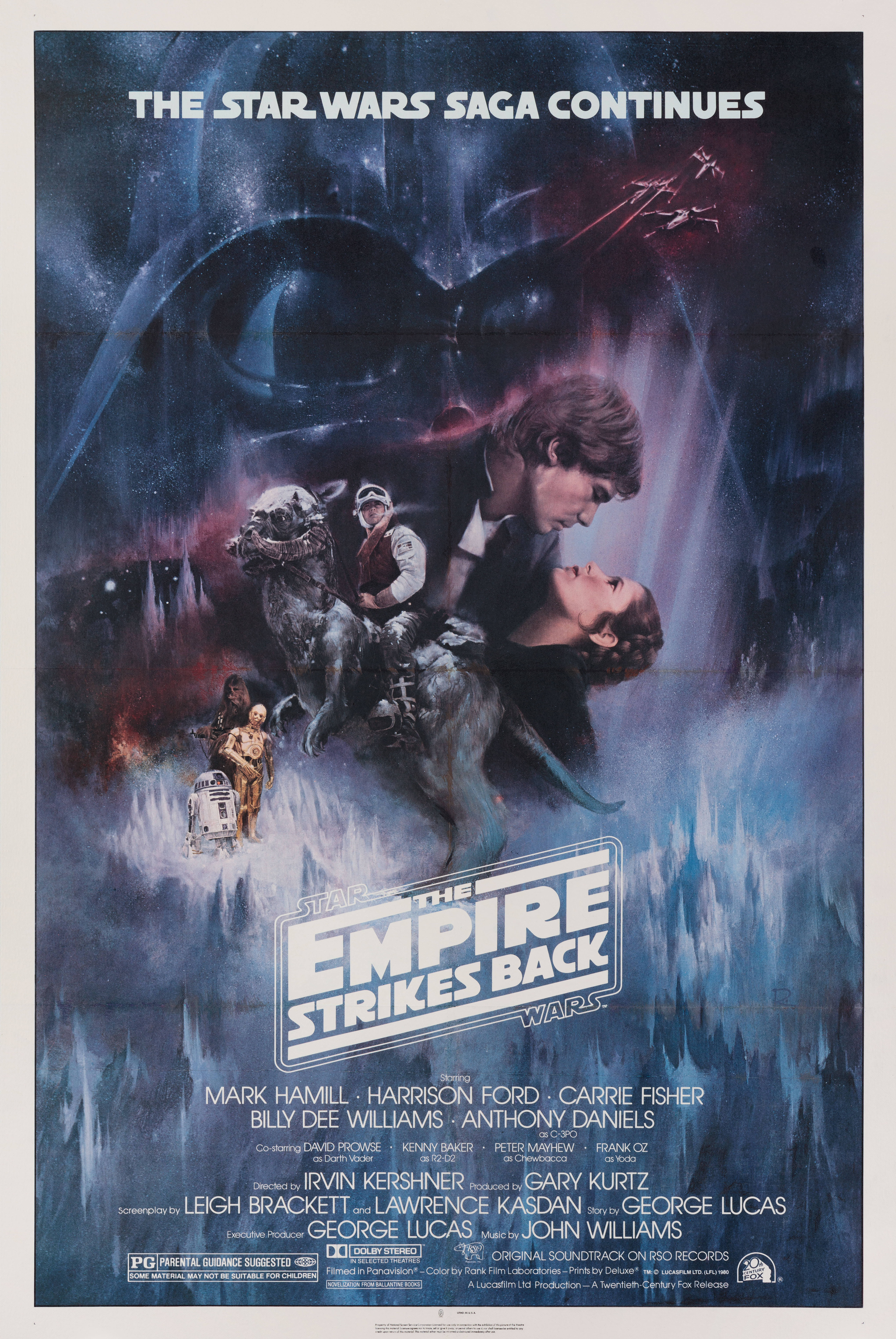 Звёздные войны: Эпизод 5 – Империя наносит ответный удар (The Empire Strikes Back, 1980), режиссёр Ирвин Кершнер, американский постер к фильму, автор Роджер Кастель, 1980 год (2)