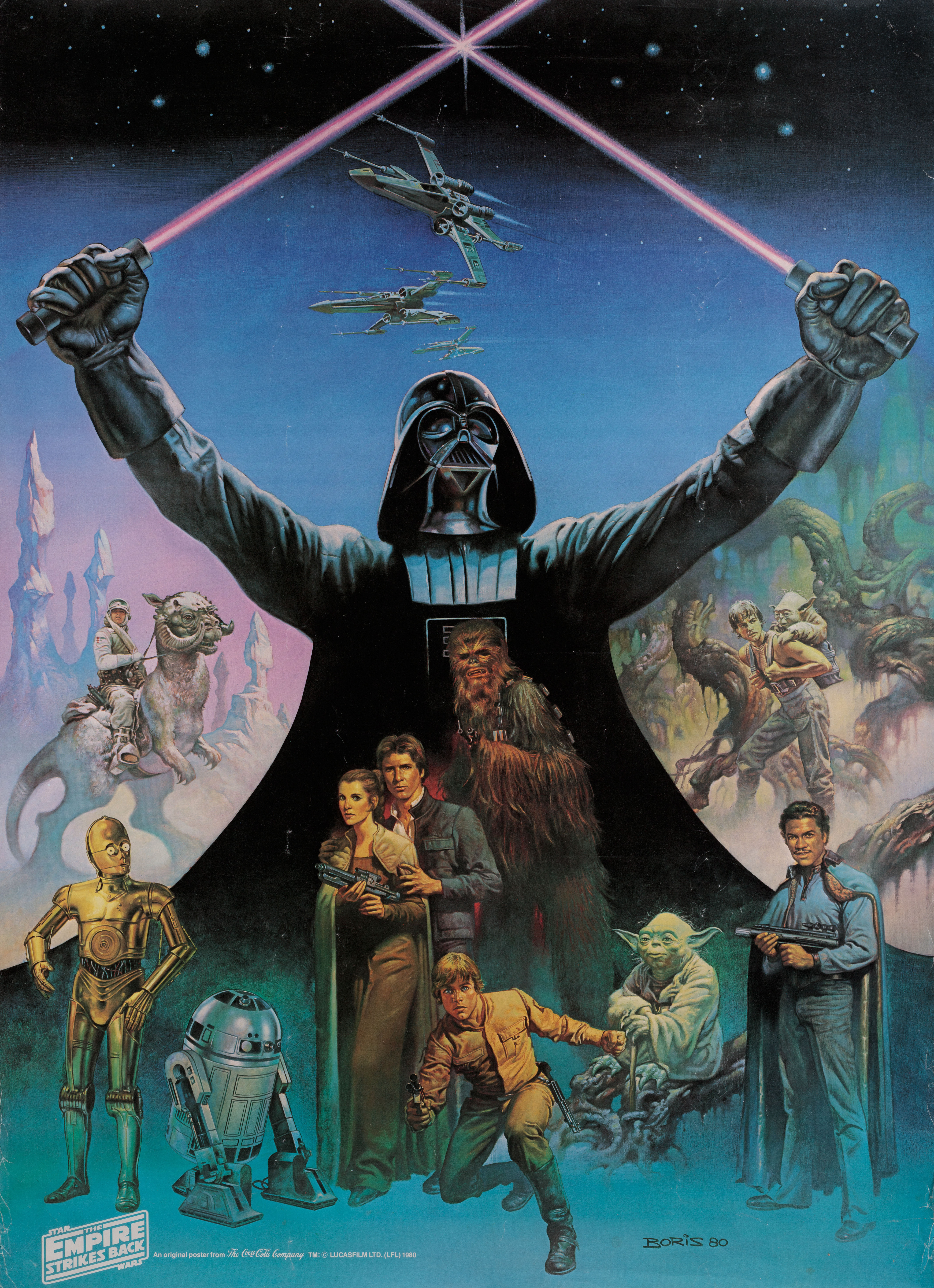 Звёздные войны: Эпизод 5 – Империя наносит ответный удар (The Empire Strikes Back, 1980), режиссёр Ирвин Кершнер, американский постер к фильму, автор Борис Вальехо, 1980 год (3)