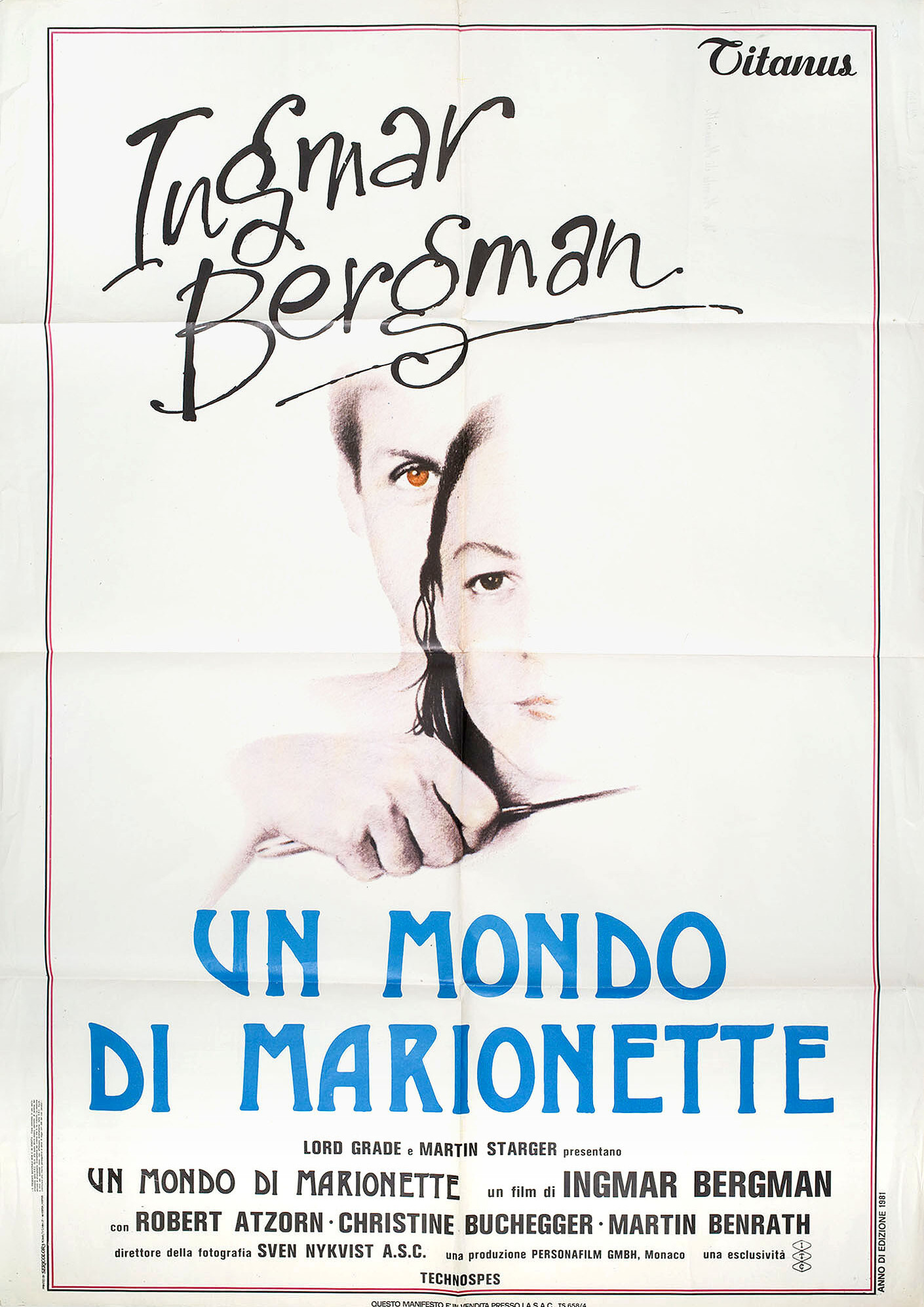 Из жизни марионеток (From the Life of the Marionettes, 1980), режиссёр Ингмар Бергман, итальянский постер к фильму, 1980 год