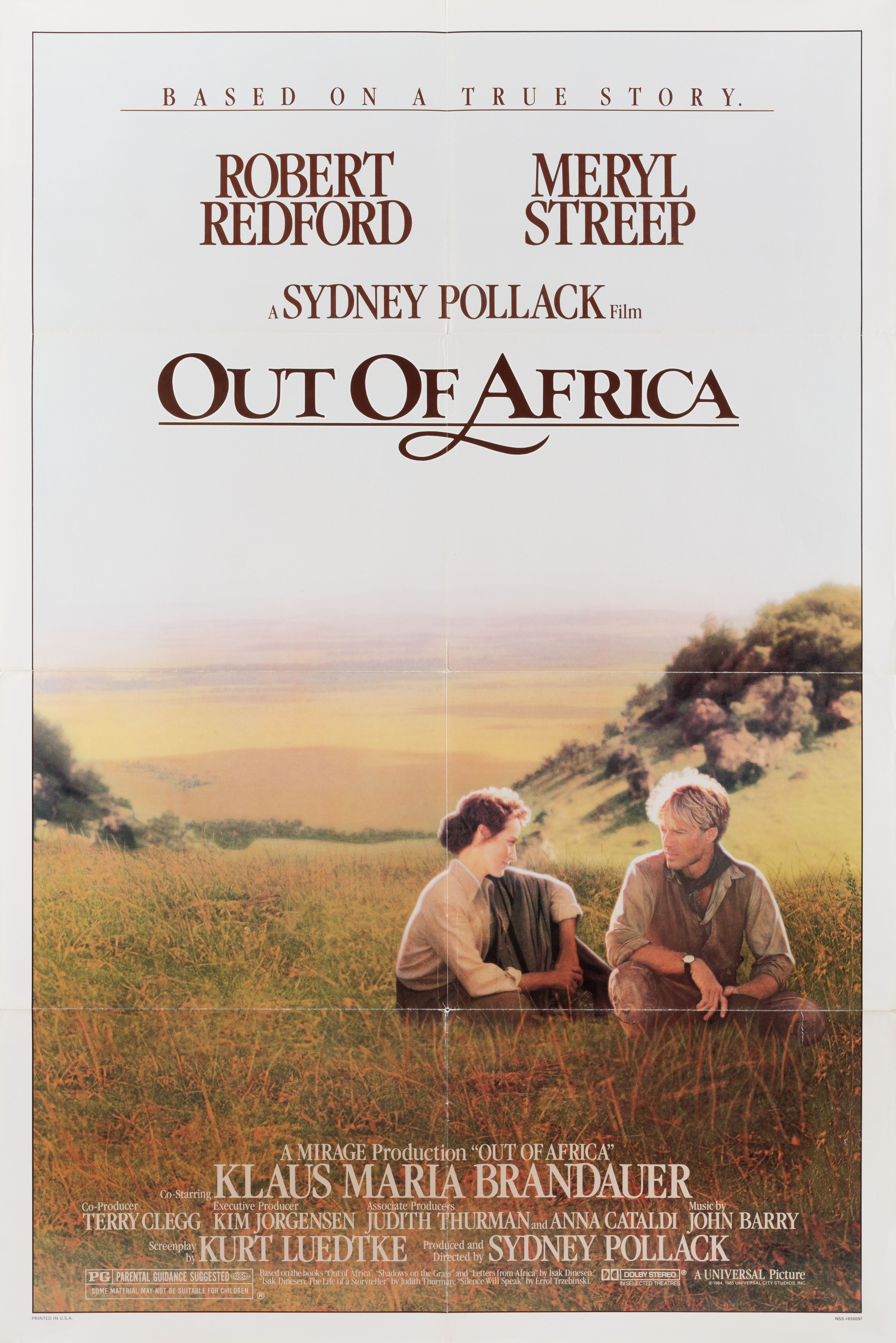 Из Африки (Out of Africa, 1985), режиссёр Сидни Поллак, американский постер к фильму, 1986 год