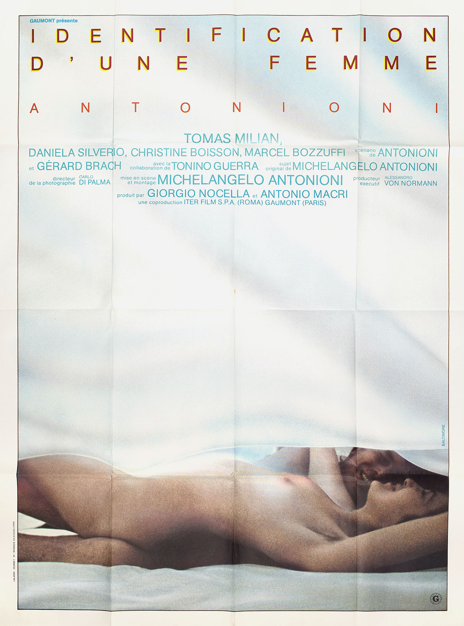 Идентификация женщины (Identification of a Woman, 1982), режиссёр Микеланджело Антониони, французский постер к фильму, автор Бенджамин Балтимор, 1982 год