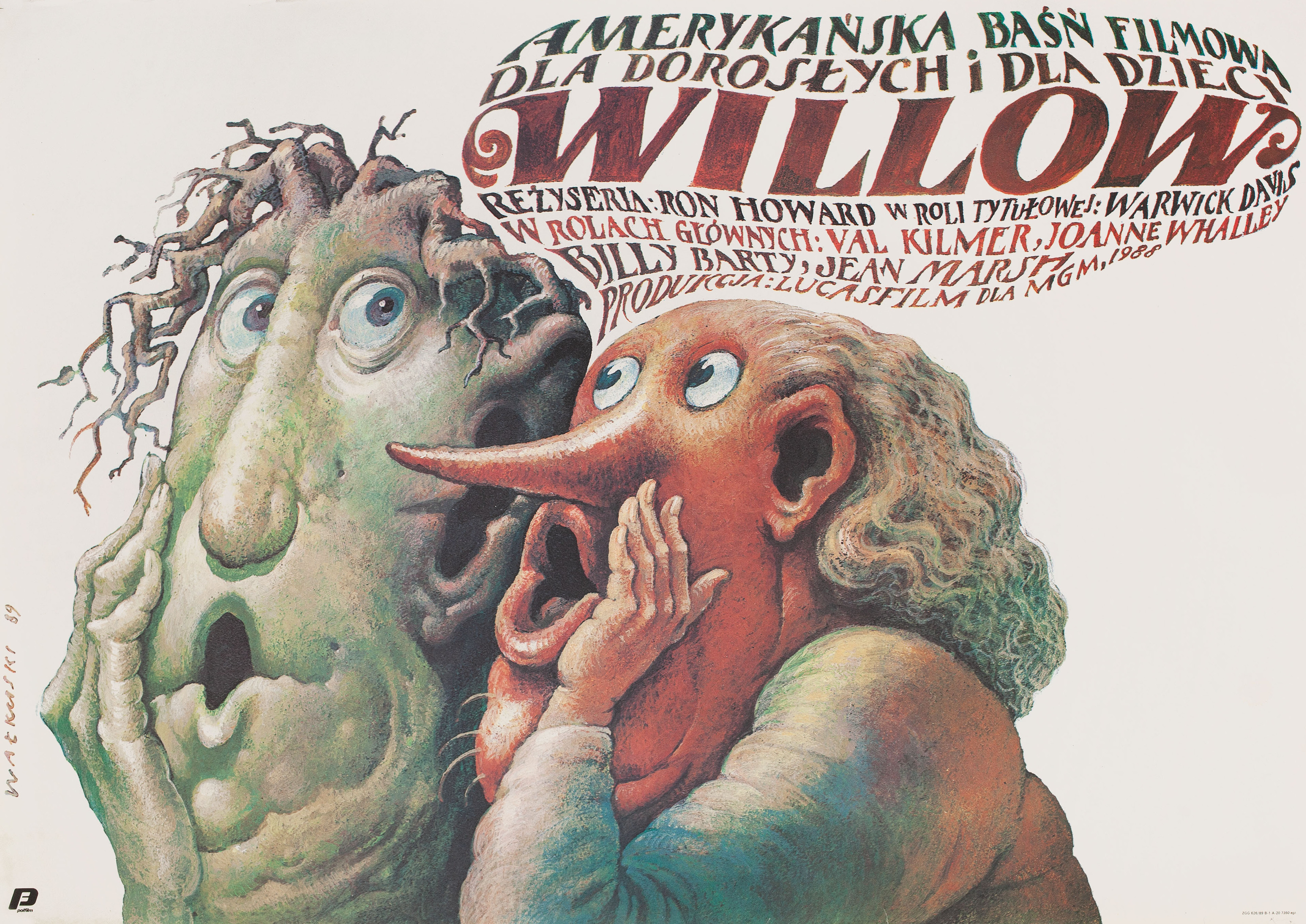 Виллоу (Willow, 1988), режиссёр Рон Ховард, польский постер к фильму, автор Веслав Валкуски, 1988 год