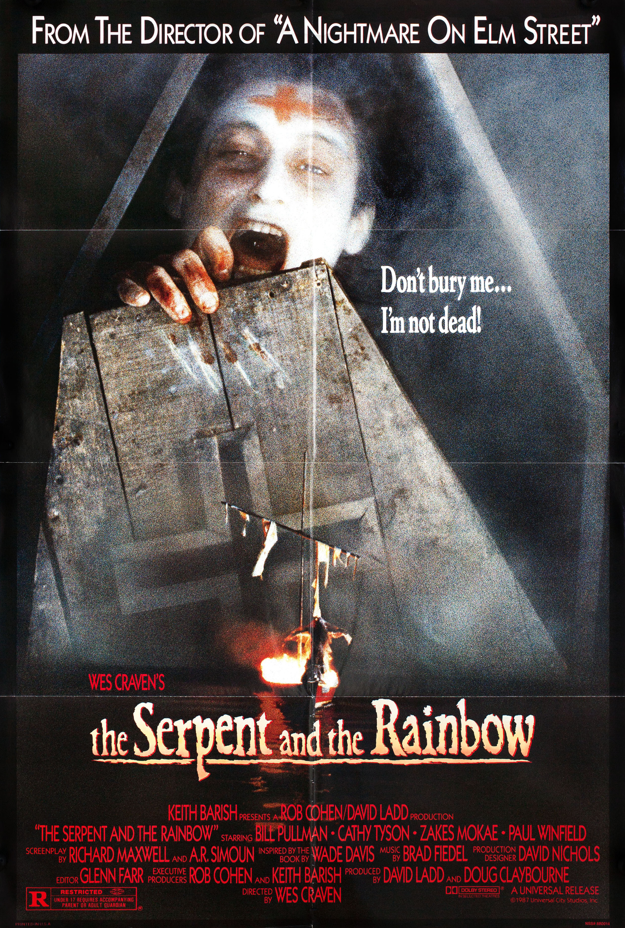 Змей и Радуга (The Serpent and the Rainbow, 1988), режиссёр Уэс Крэйвен, американский постер к фильму, 1989 год