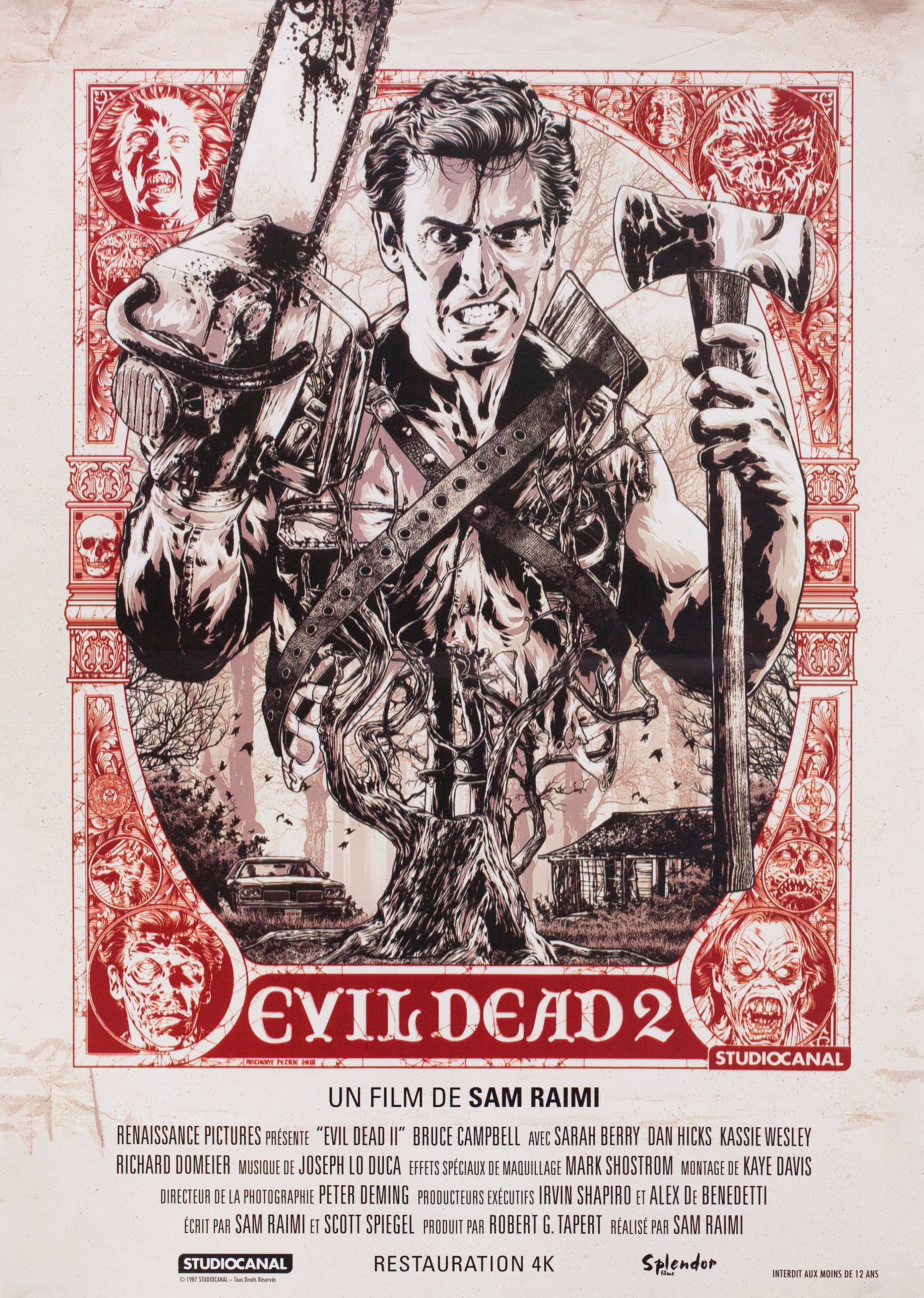 Зловещие мертвецы 2 (Evil Dead II, 1987), режиссёр Сэм Рэйми, французский постер к фильму, автор Энтони Петри, 2019 год
