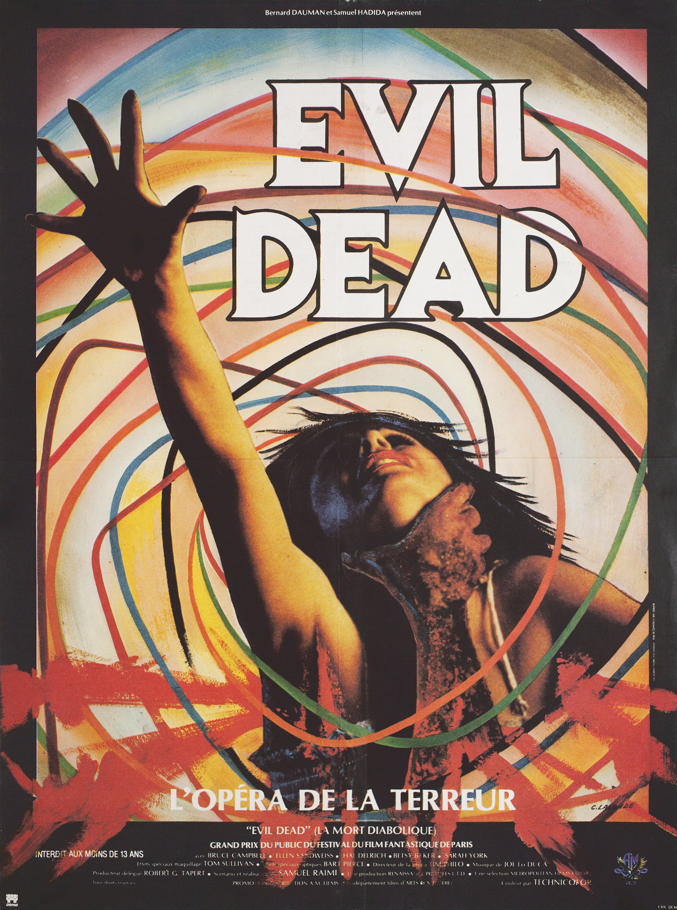 Зловещие мертвецы (The Evil Dead, 1981), режиссёр Сэм Рэйми, французский постер к фильму, автор К. Лаланд, 1983 год (1)