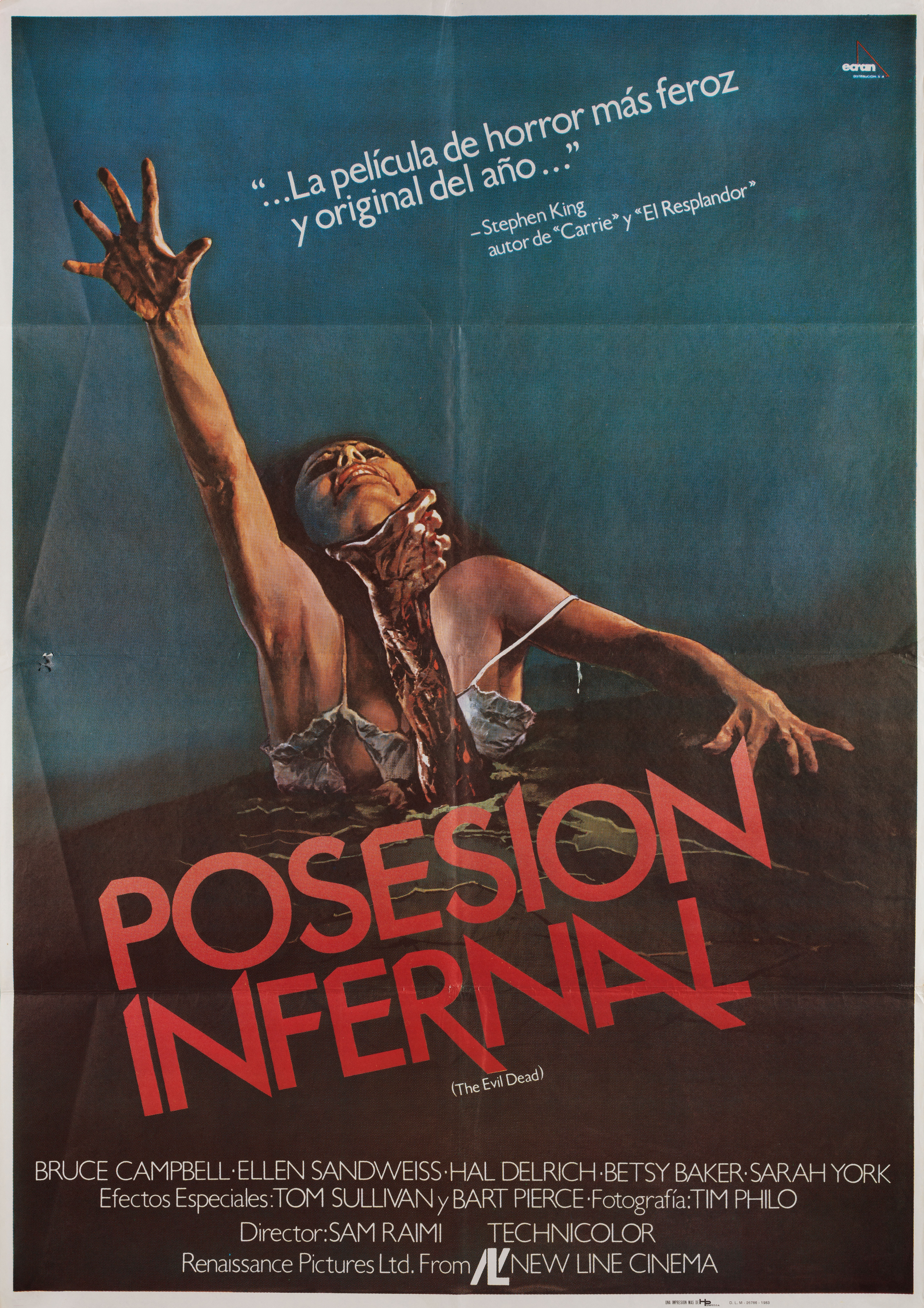 Зловещие мертвецы (The Evil Dead, 1981), режиссёр Сэм Рэйми, испанский постер к фильму, 1983 год
