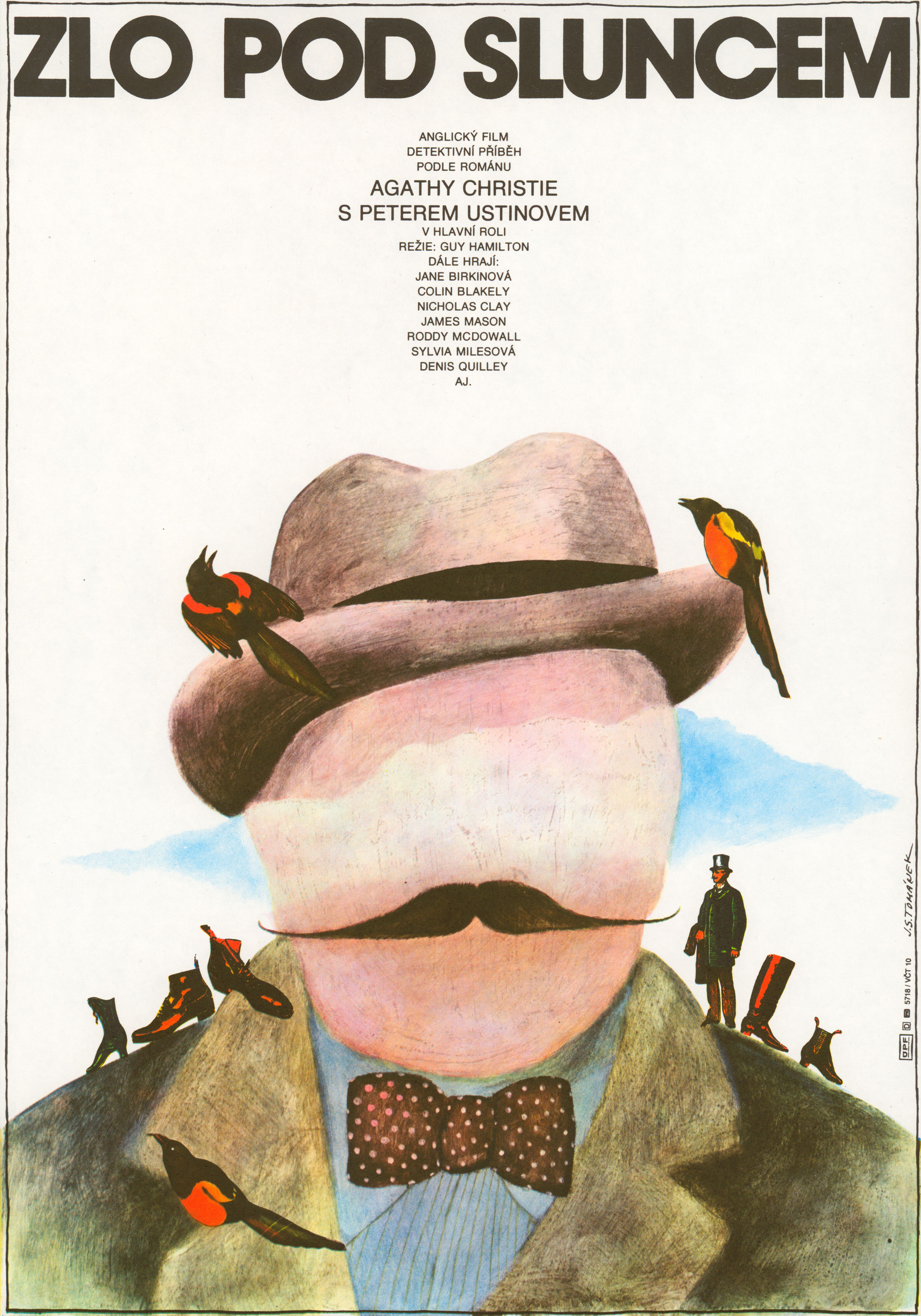 Зло под солнцем (Evil Under the Sun, 1982), режиссёр Гай Хэмилтон, чехословацкий постер к фильму, автор Ян С. Томанек, 1982 год