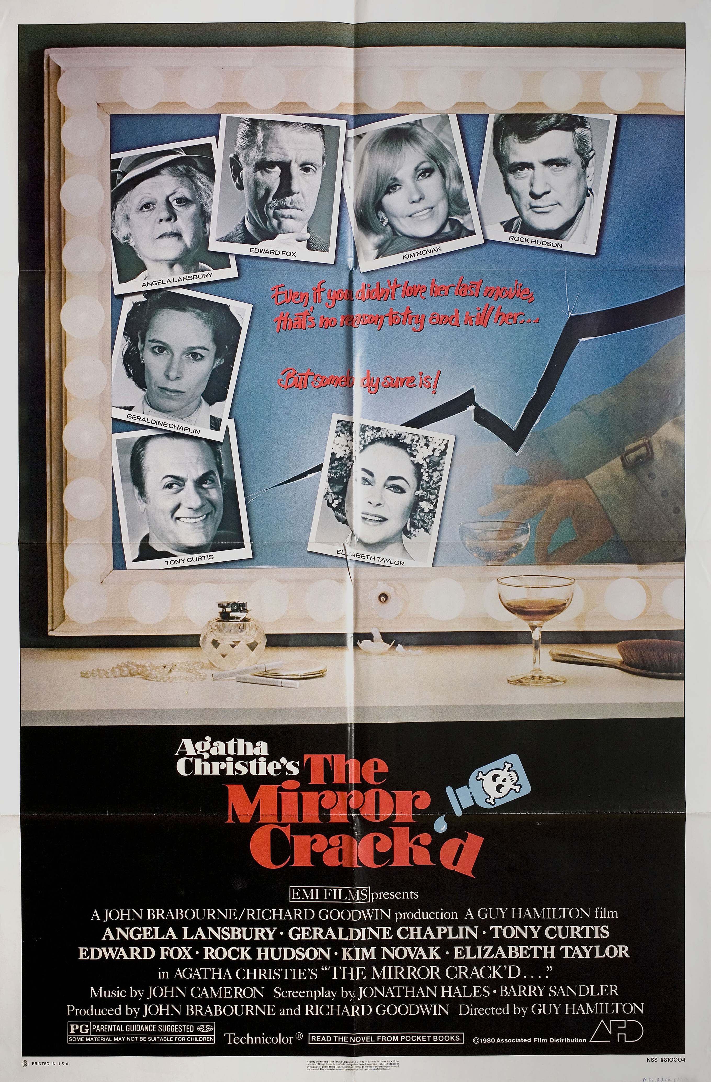 Зеркало треснуло (The Mirror Crackd, 1980), режиссёр Гай Хэмилтон, американский постер к фильму, 1980 год