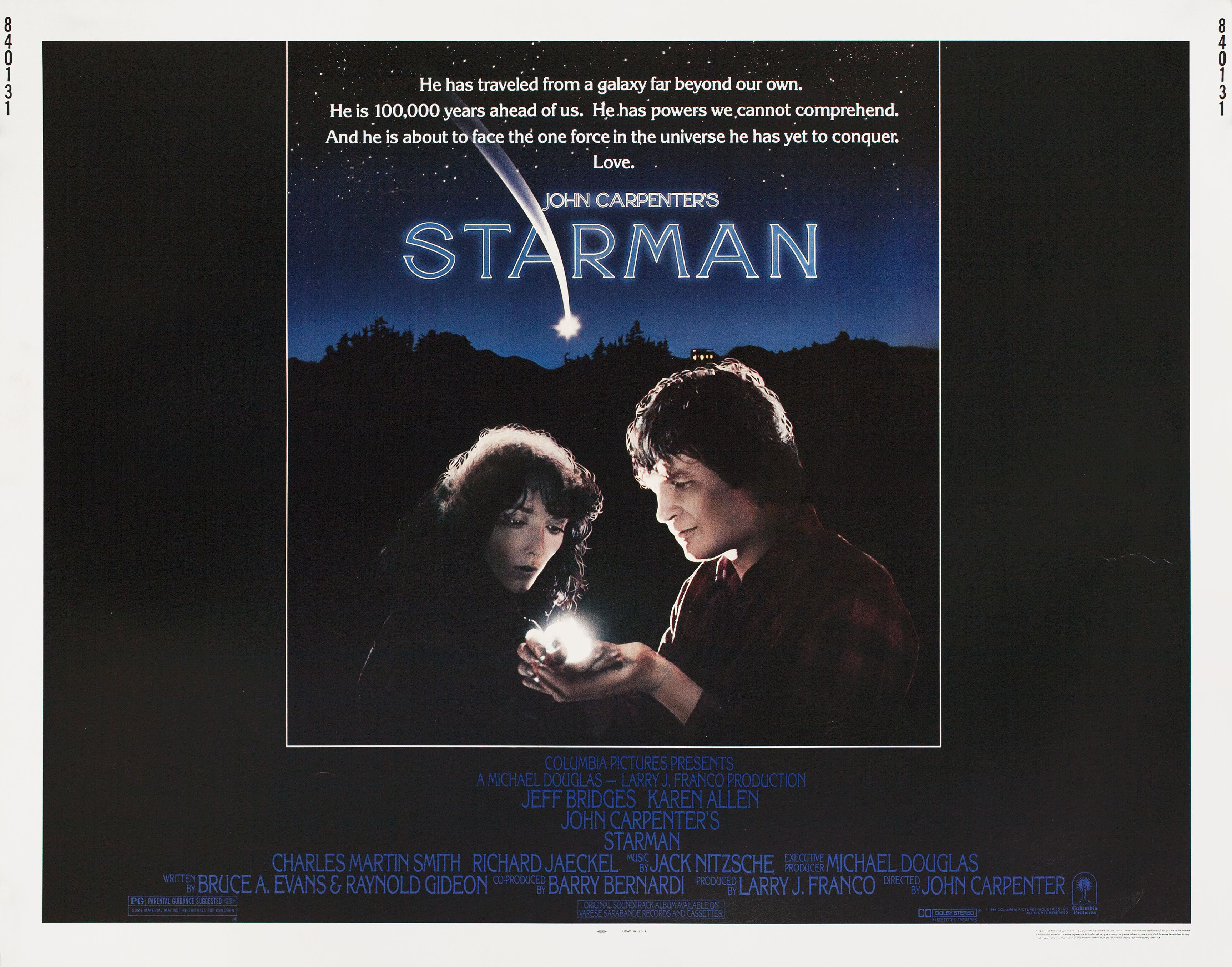 Человек со звезды (Starman, 1984), режиссёр Джон Карпентер, американский постер к фильму, 1984 год