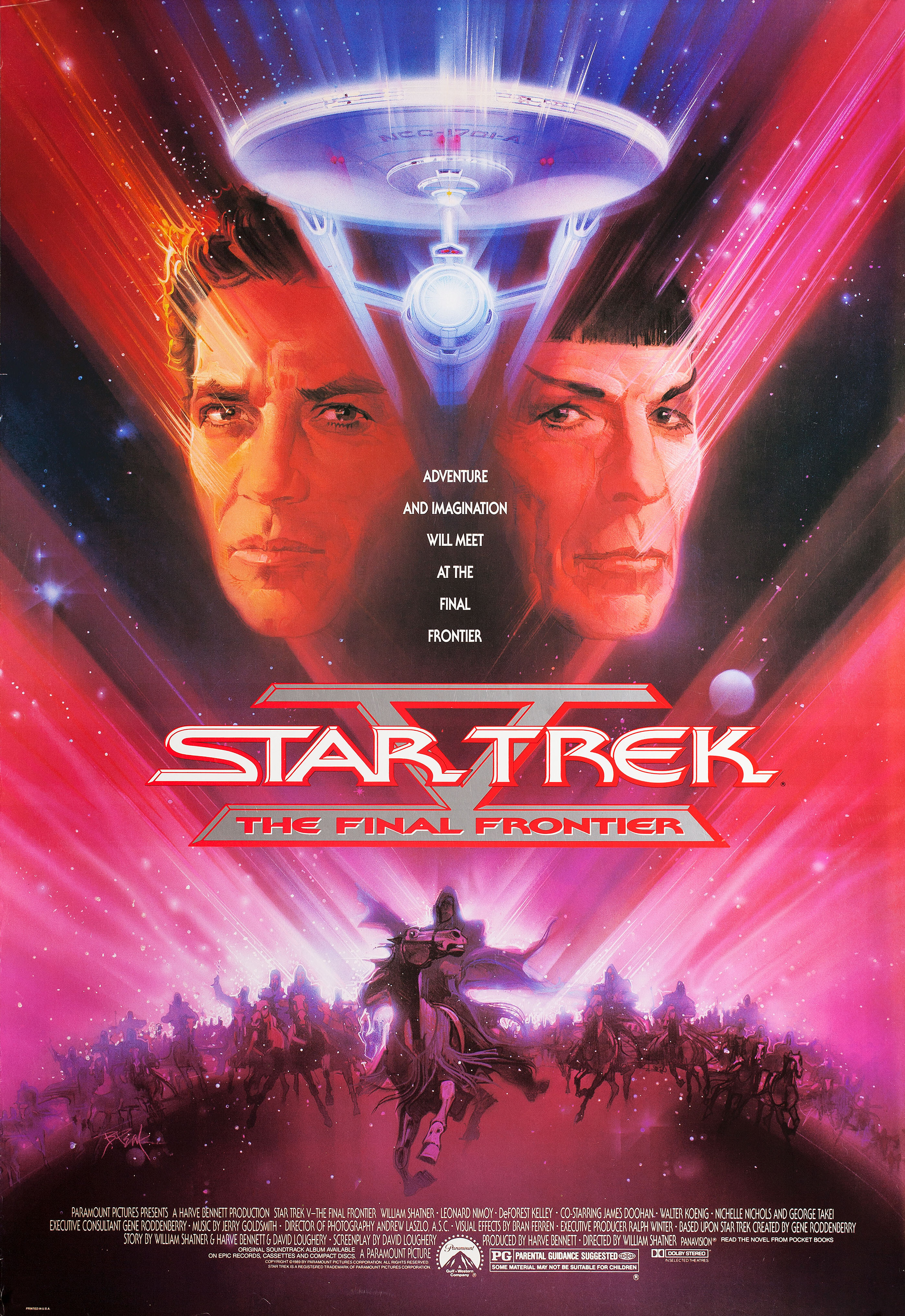 Звездный путь 5: Последний рубеж (Star Trek V: The Final Frontier, 1989), режиссёр Уильям Шетнер, американский постер к фильму, автор Боб Пик, 1989 год