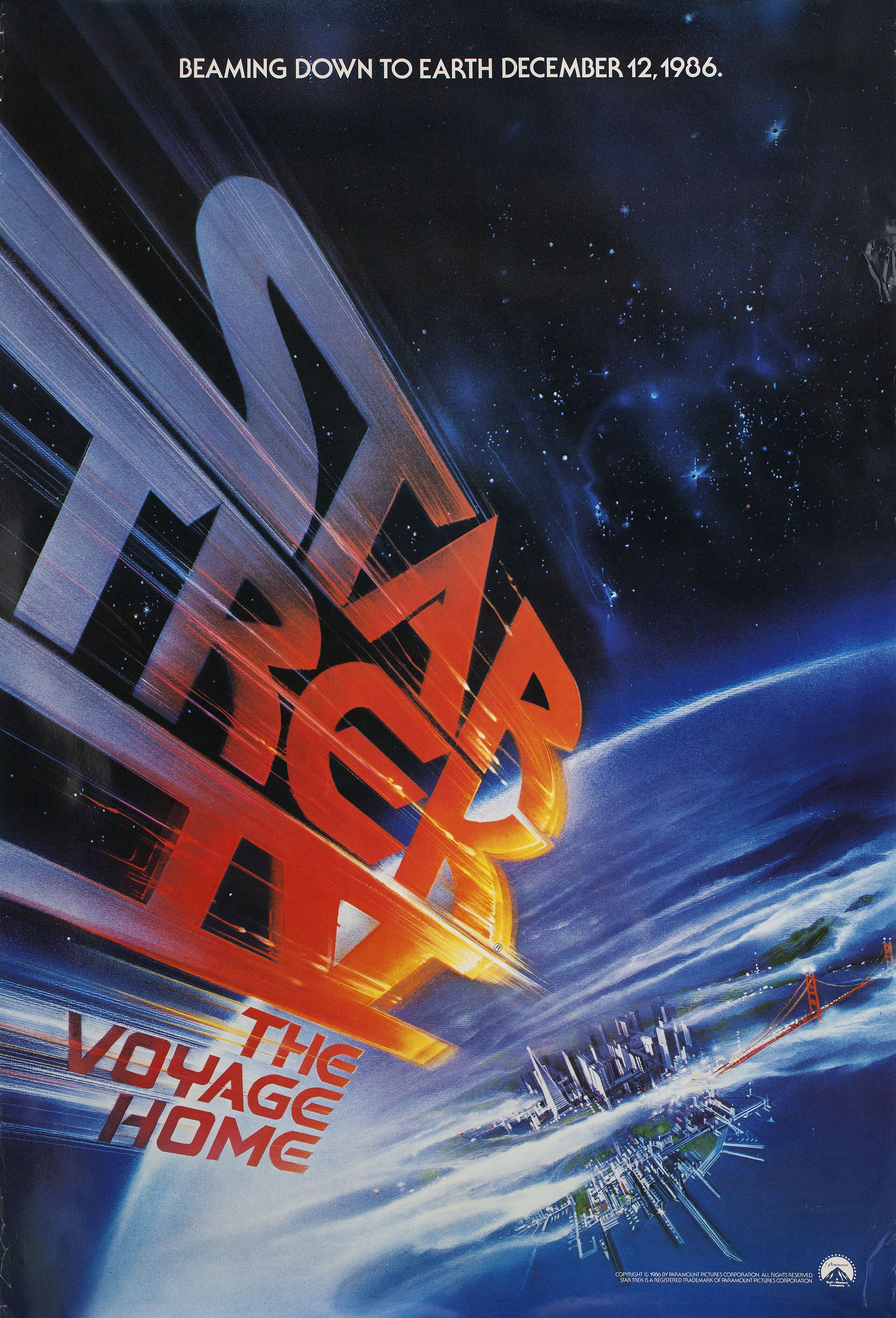Звездный путь 4: Дорога домой (Star Trek IV: The Voyage Home, 1986), режиссёр Леонард Нимой, американский постер к фильму, 1986 год