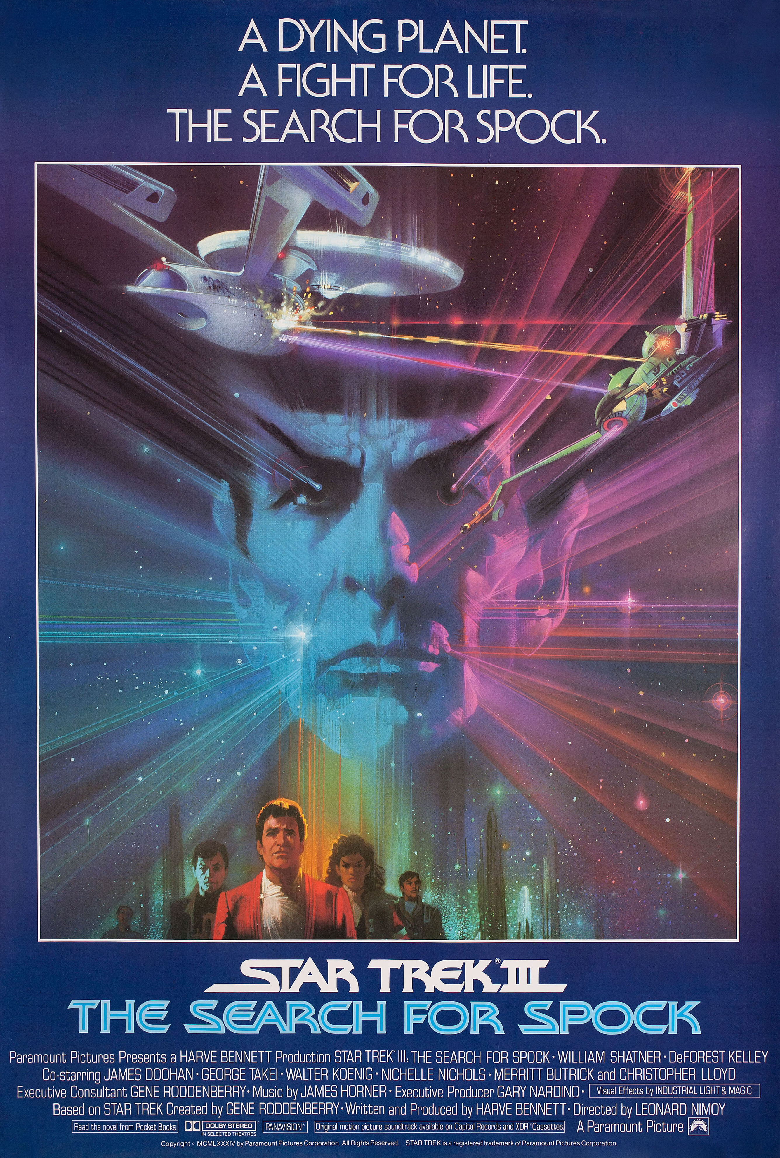 Звездный путь 3: В поисках Спока (Star Trek III: The Search for Spock, 1984), режиссёр Леонард Нимой, американский постер к фильму, 1984 год (2)