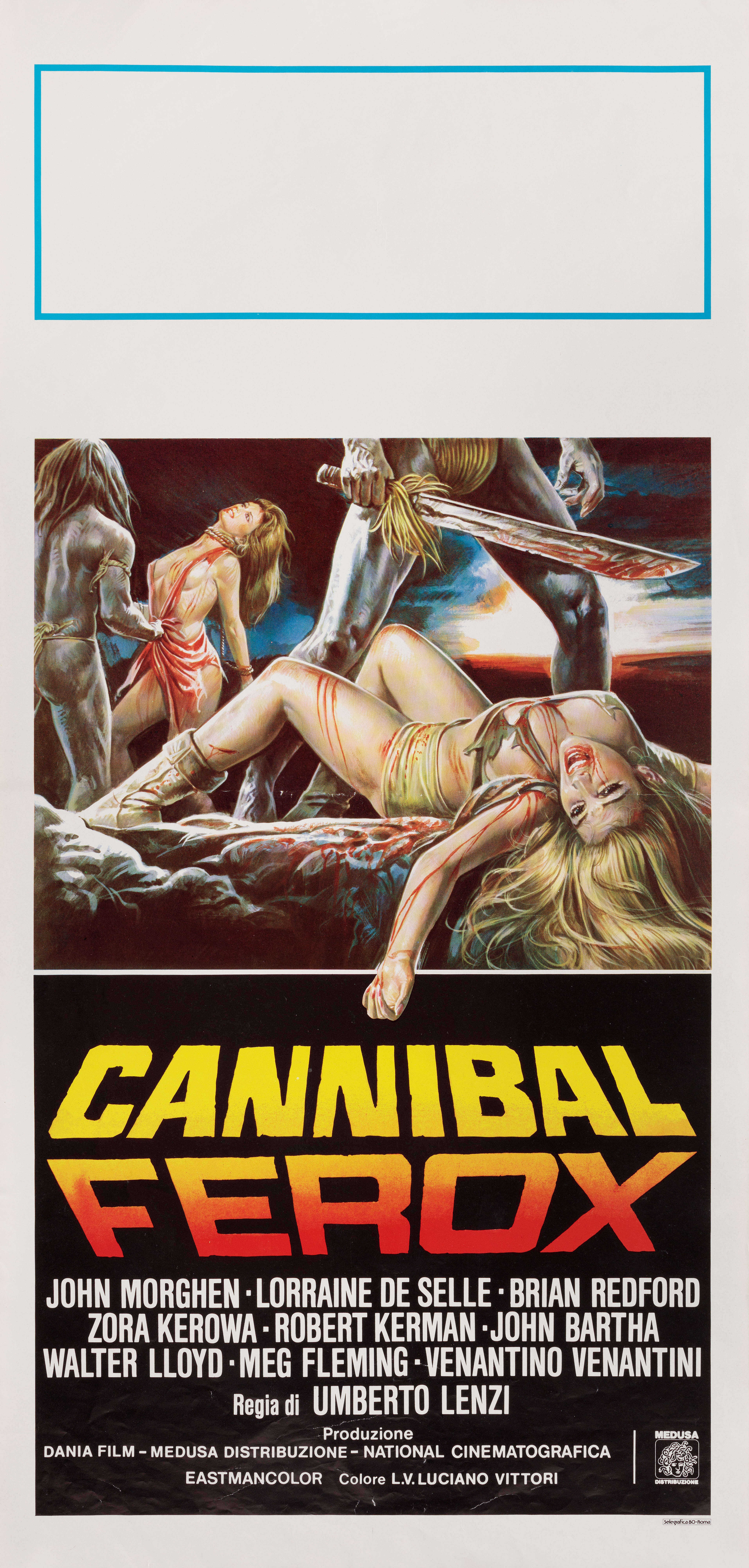 Каннибалы (Make Them Die Slowly, 1981), режиссёр Умберто Ленци, итальянский постер к фильму, 1981 год