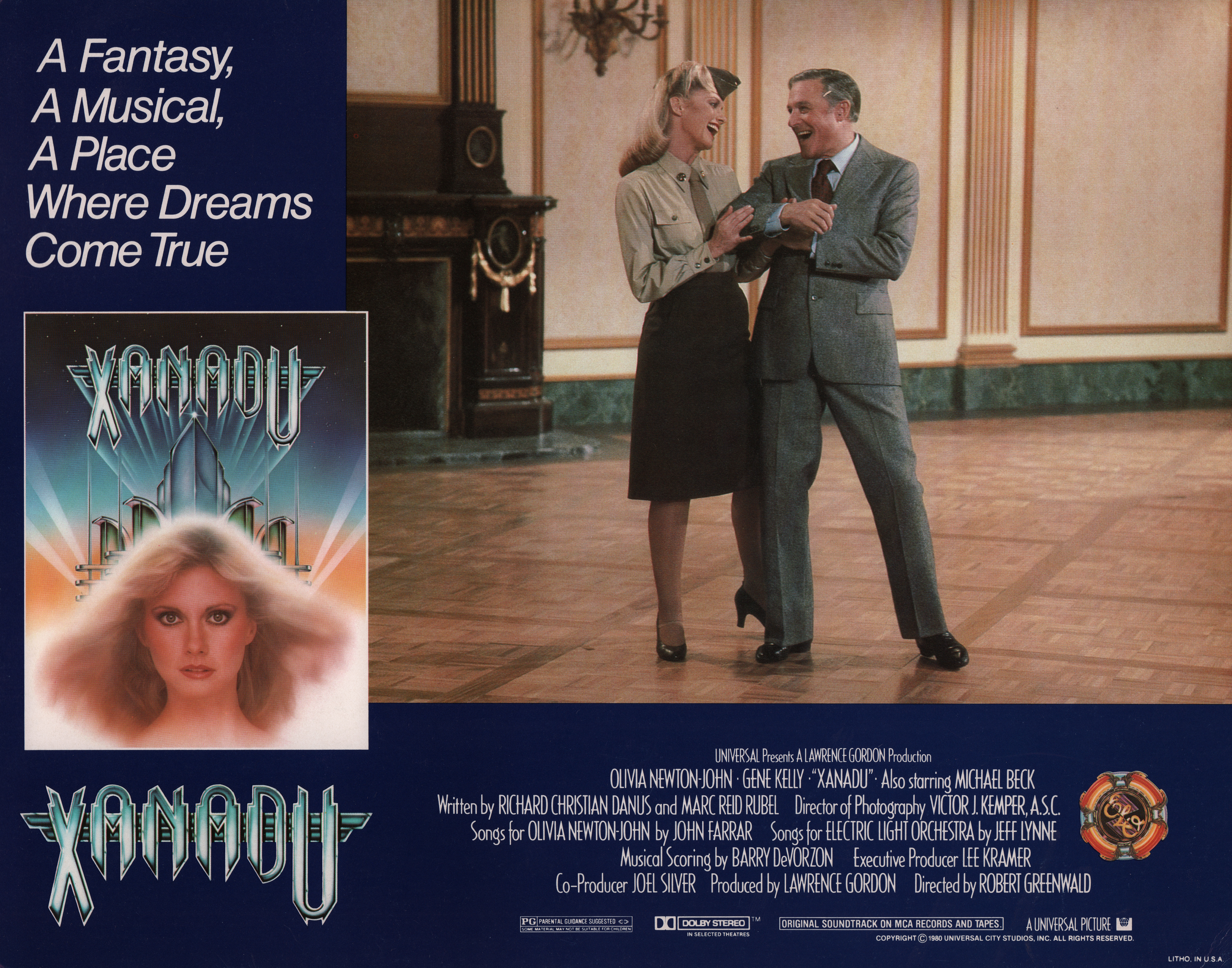 Ксанаду (Xanadu, 1980), режиссёр Роберт Гринуолдд, американский постер к фильму, 1980 год
