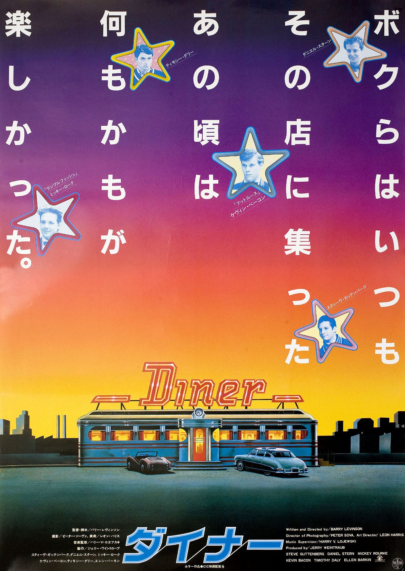 Забегаловка (Diner, 1983), режиссёр Барри Левинсон, японский постер к фильму, 1984 год