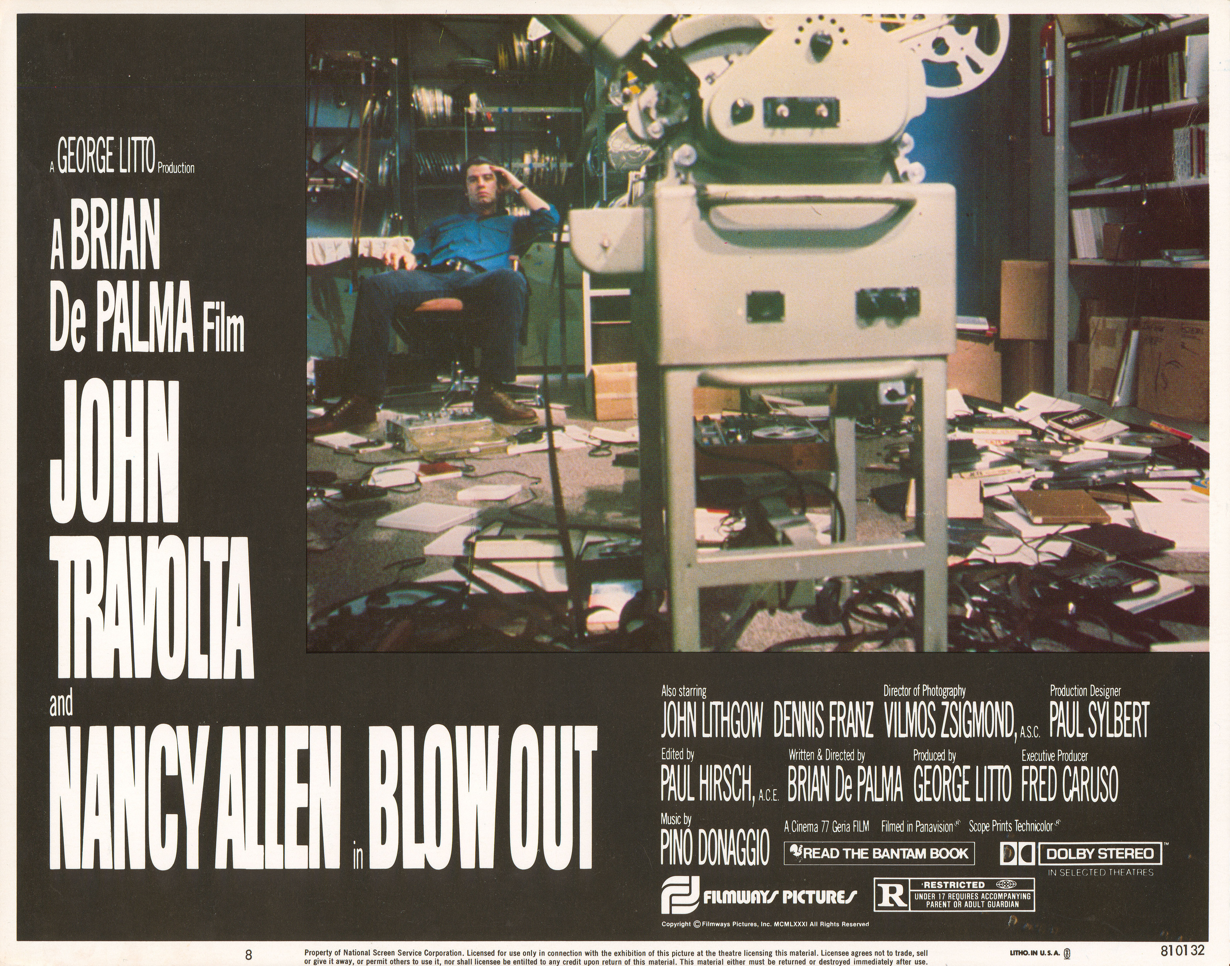 Прокол (Blow Out, 1981), режиссёр Брайан Де Пальма, американский постер к фильму, 1981 год (8)