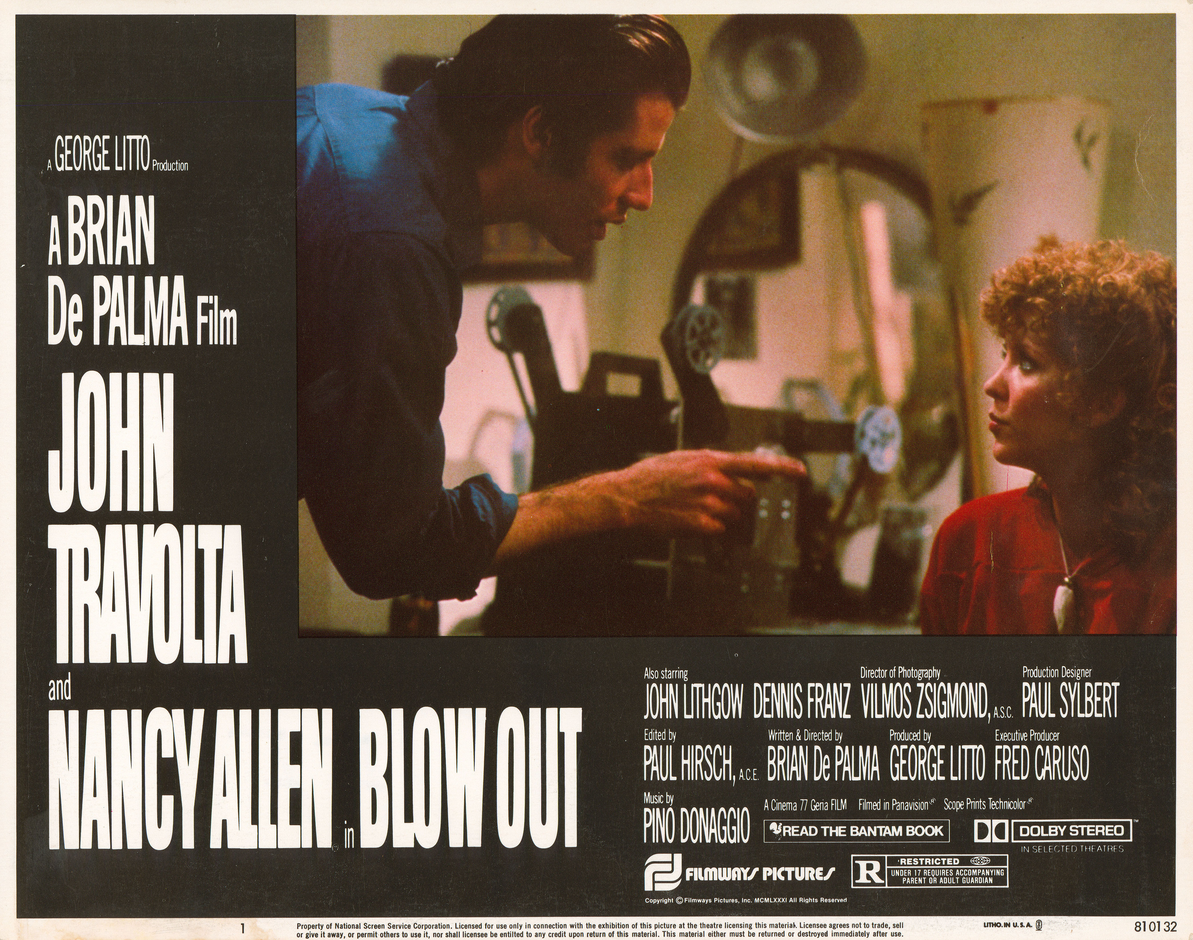 Прокол (Blow Out, 1981), режиссёр Брайан Де Пальма, американский постер к фильму, 1981 год (1)