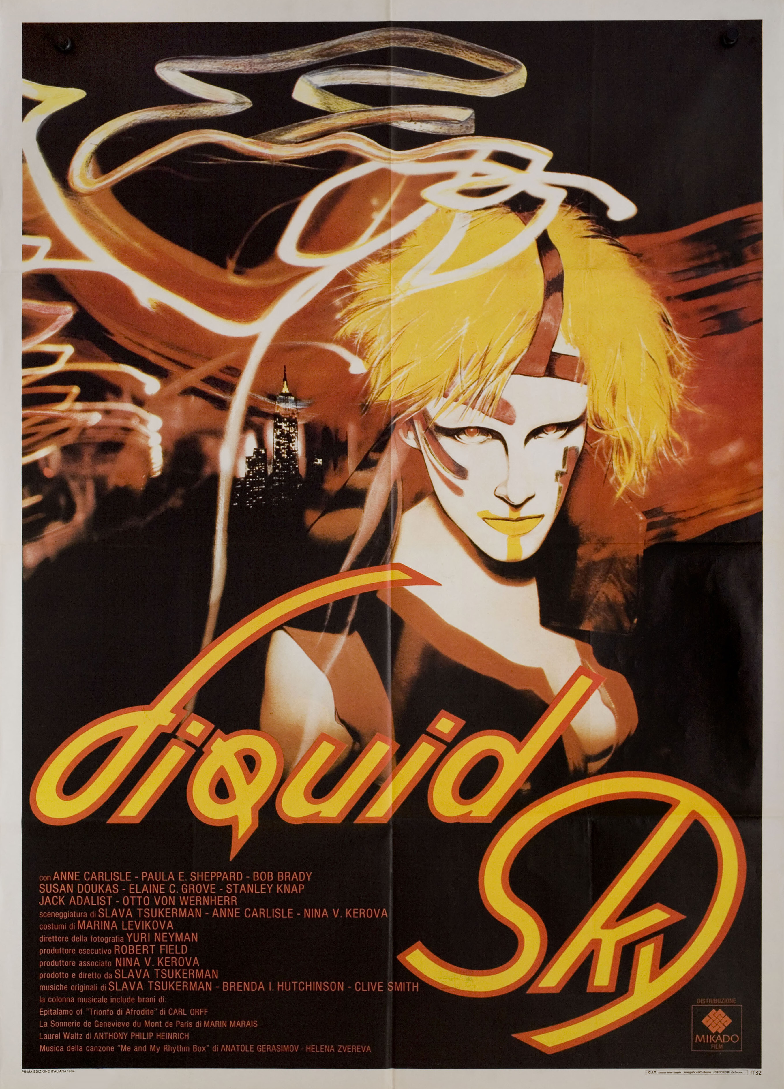 Жидкое небо (Liquid Sky, 1982), режиссёр Слава Цукерман, итальянский постер к фильму, автор Мария Левикова, 1982 год