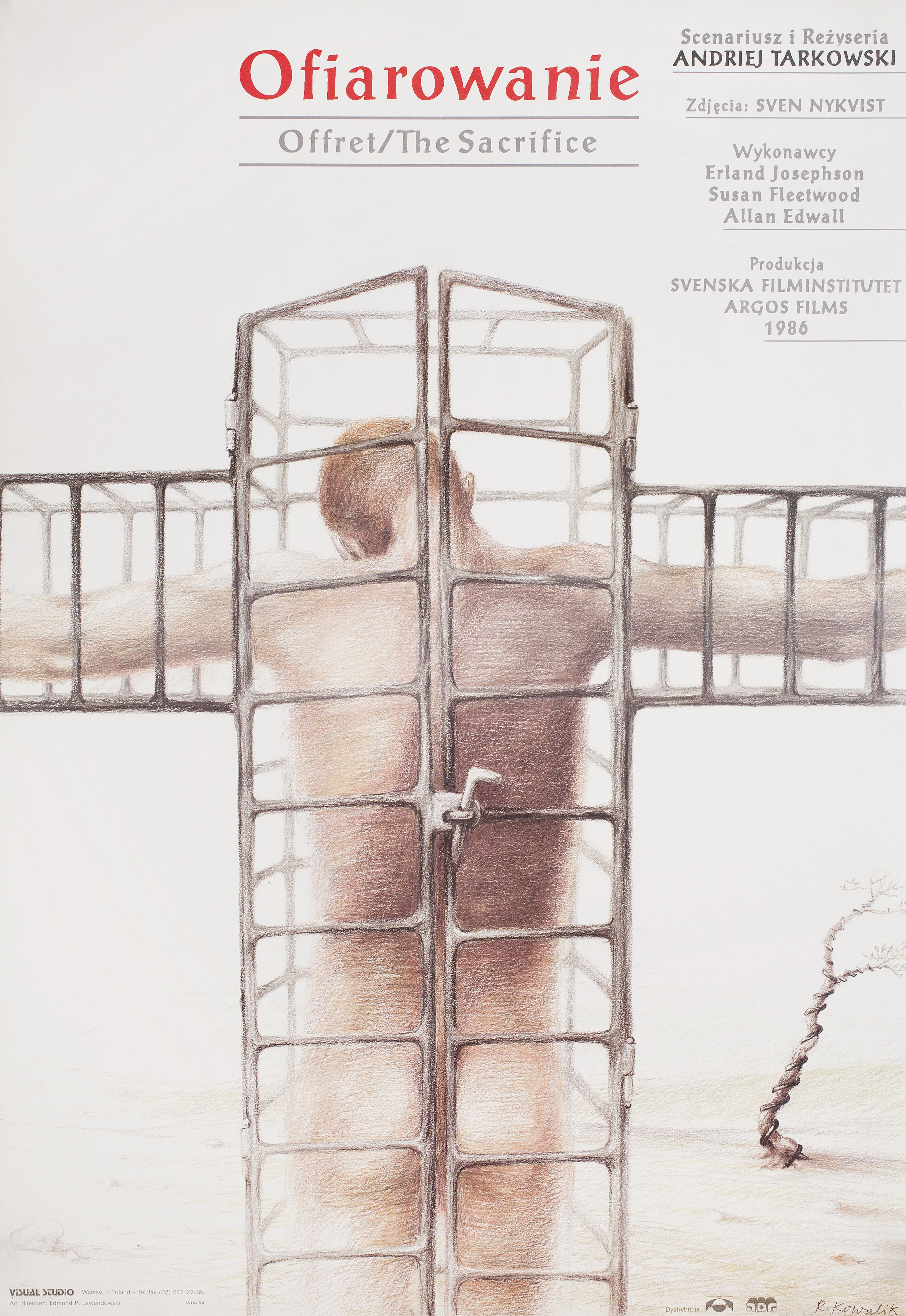 Жертвоприношение (The Sacrifice, 1986), режиссёр Андрей Тарковский, польский постер к фильму, автор Роман Ковалик, 1986 год