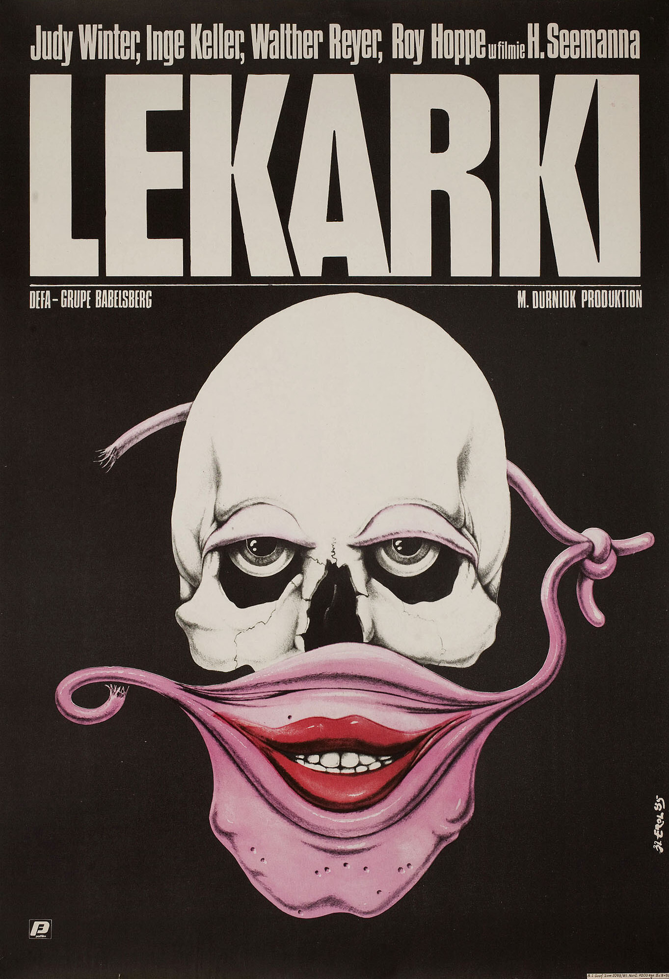Женщины-врачи (Woman Doctors, 1984), режиссёр Хорст Земан, польский постер к фильму, автор Якуб Эрол, 1985 год