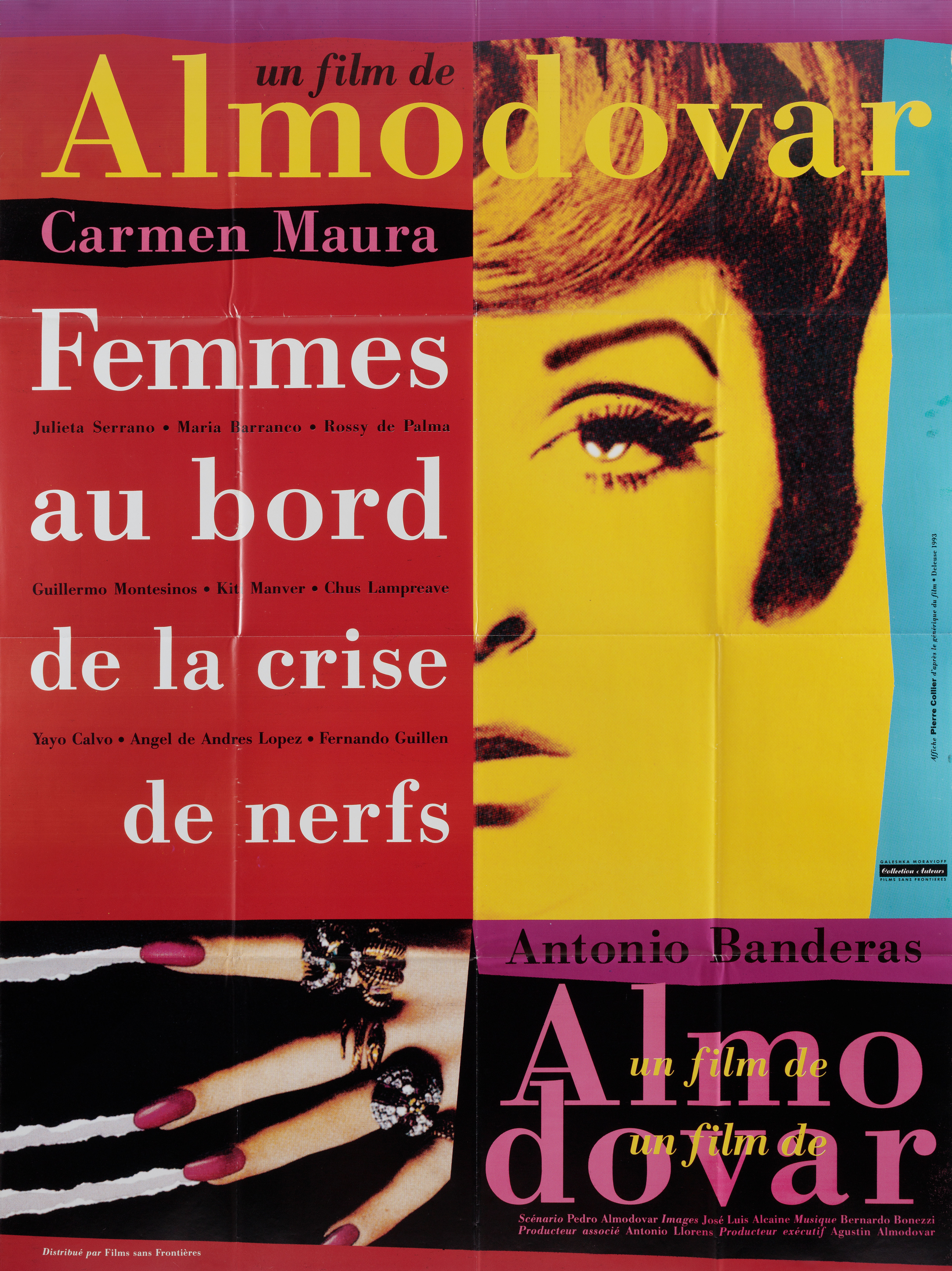Женщины на грани нервного срыва (Women on the Verge of a Nervous Breakdown, 1988), режиссёр Педро Альмодовар, французский постер к фильму, 1993 год