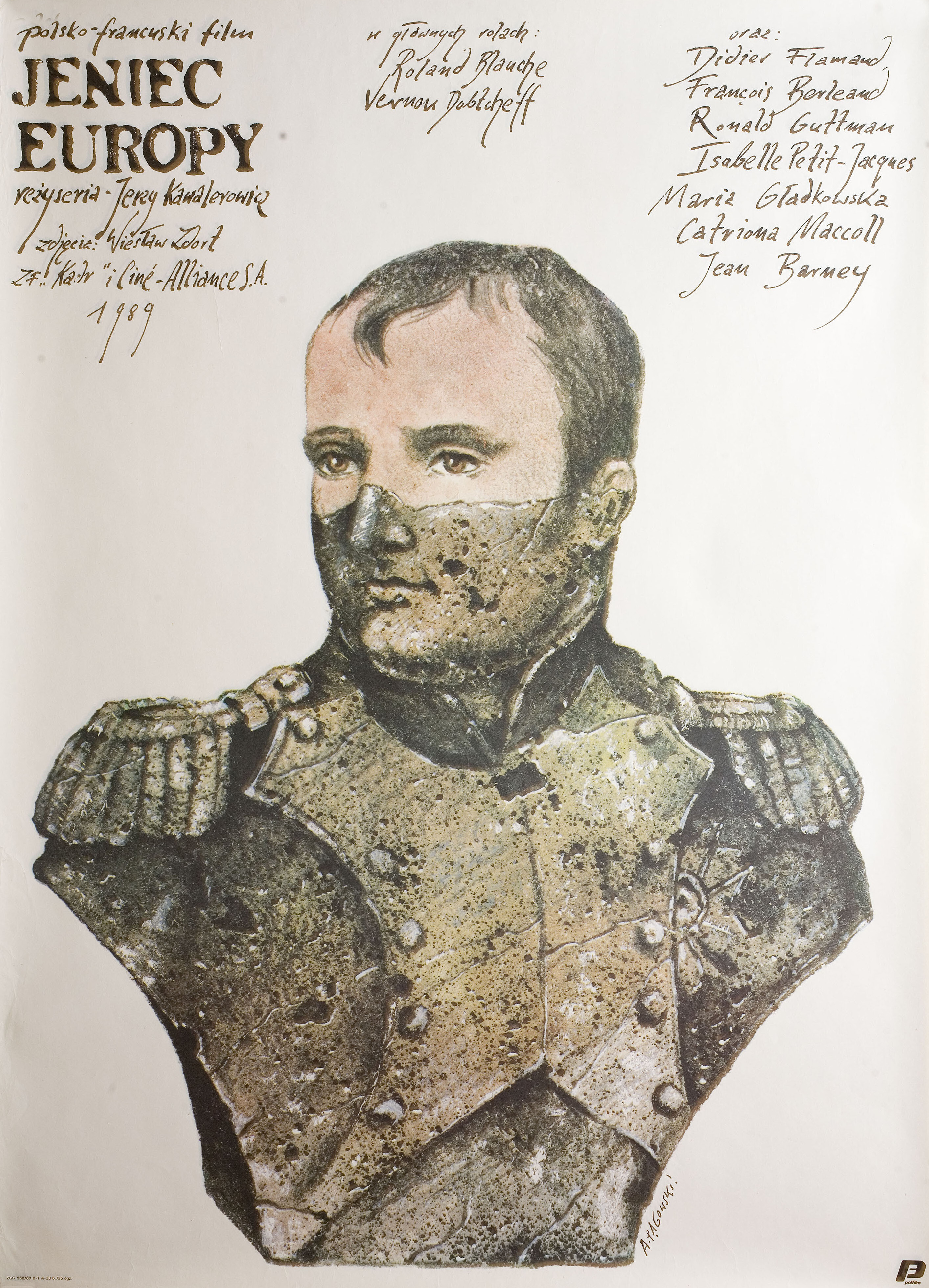 Заложник Европы (Jeniec Europy, 1989), режиссёр Ежи Кавалерович, польский постер к фильму, автор Анджей Паговский, 1989 год