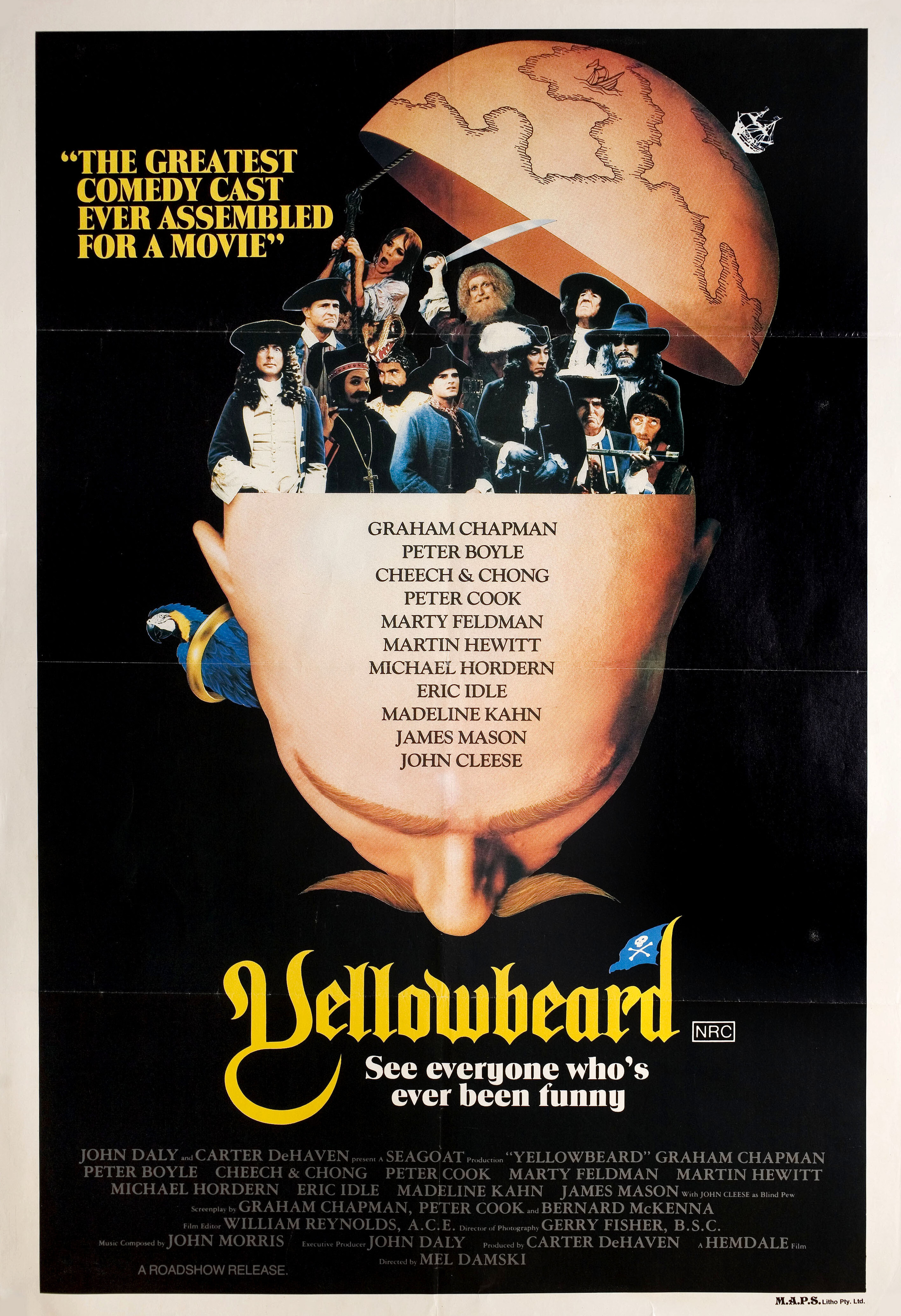 Жёлтая Борода (Yellowbeard, 1983), режиссёр Мэл Дэмски, австралийский постер к фильму, 1983 год (1)