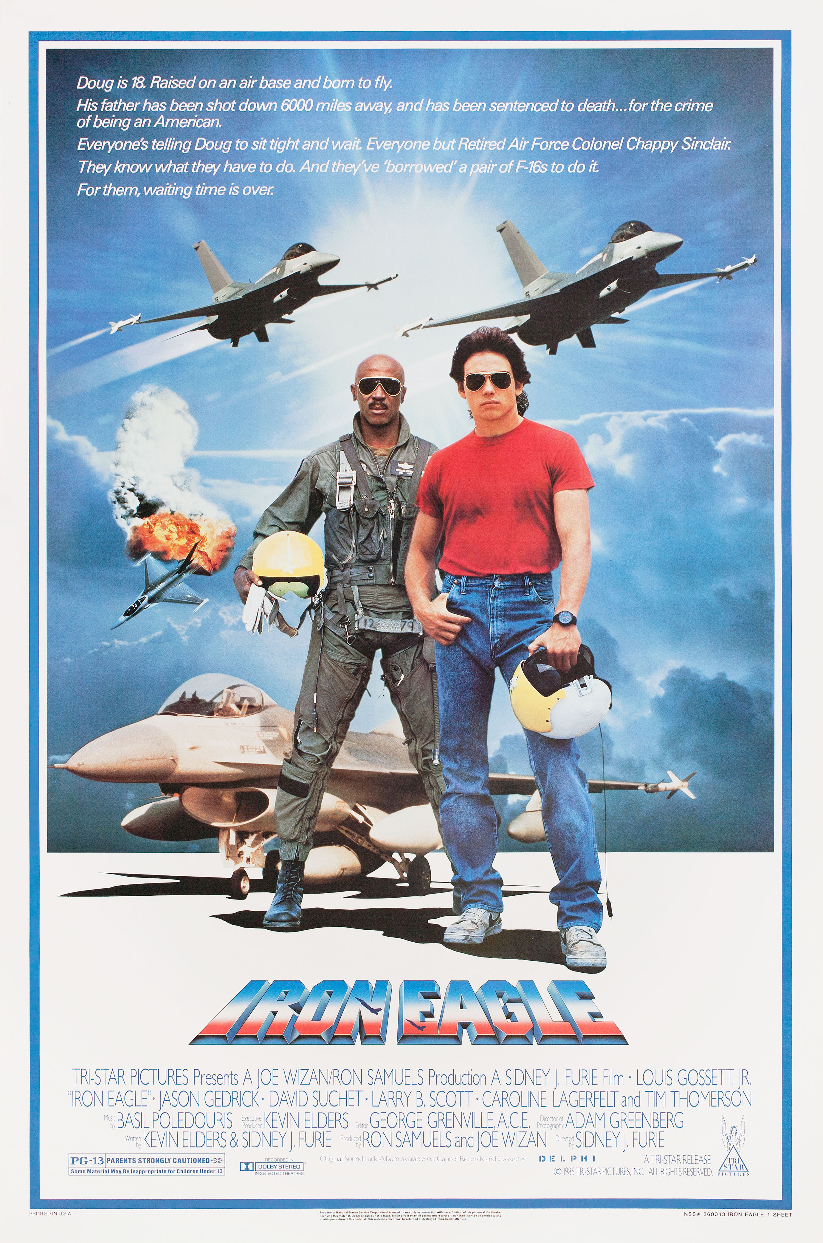 Железный Орел (Iron Eagle, 1986), режиссёр Сидни Дж. Фьюри, американский постер к фильму, 1986 год
