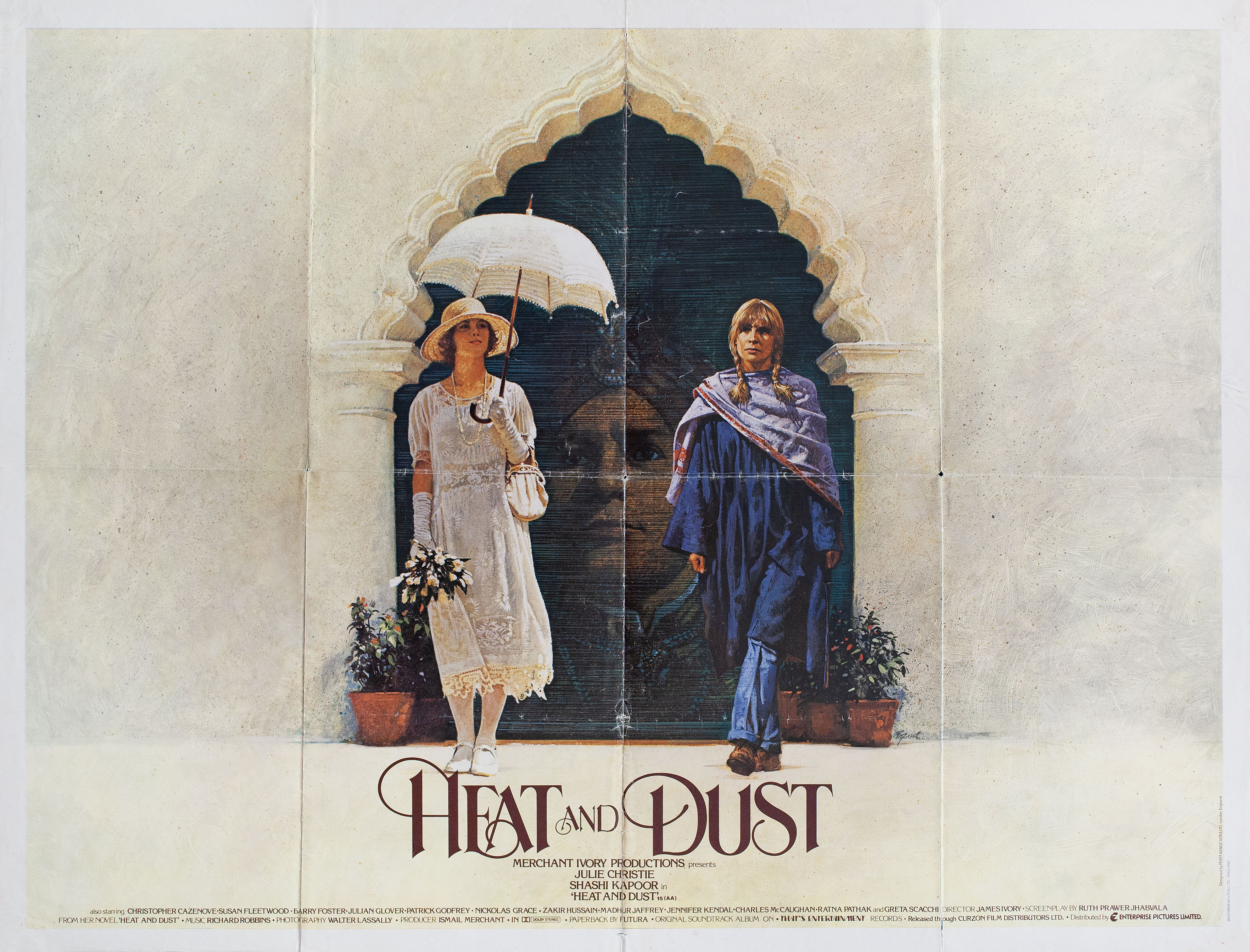 Жара и пыль (Heat and Dust, 1983), режиссёр Джеймс Айвори, британский постер к фильму, автор Брайан Байсоут, 1983 год