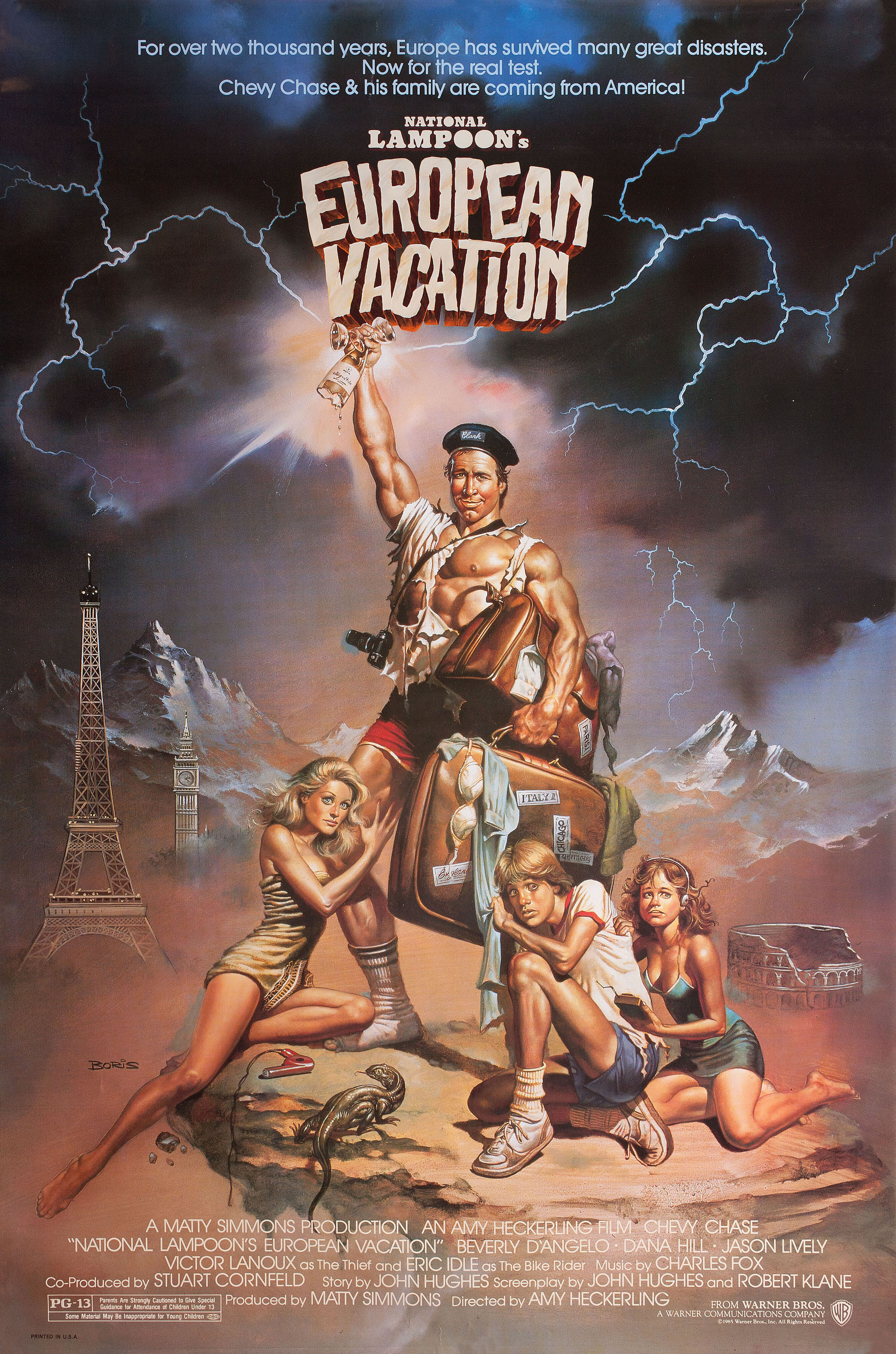 Европейские каникулы (European Vacation, 1985), режиссёр Эми Хекерлинг, американский постер к фильму, автор Борис Вальехо, 1985 год
