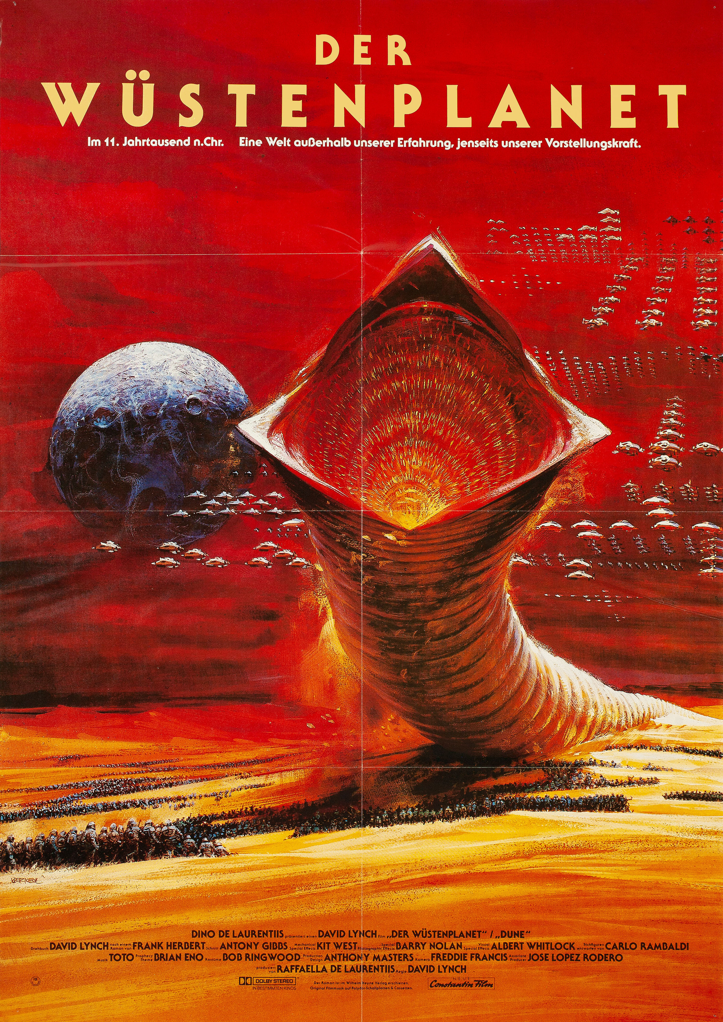 Дюна (Dune, 1984), режиссёр Дэвид Линч, немецкий (ФРГ) постер к фильму, автор Джон Берки, 1984 год