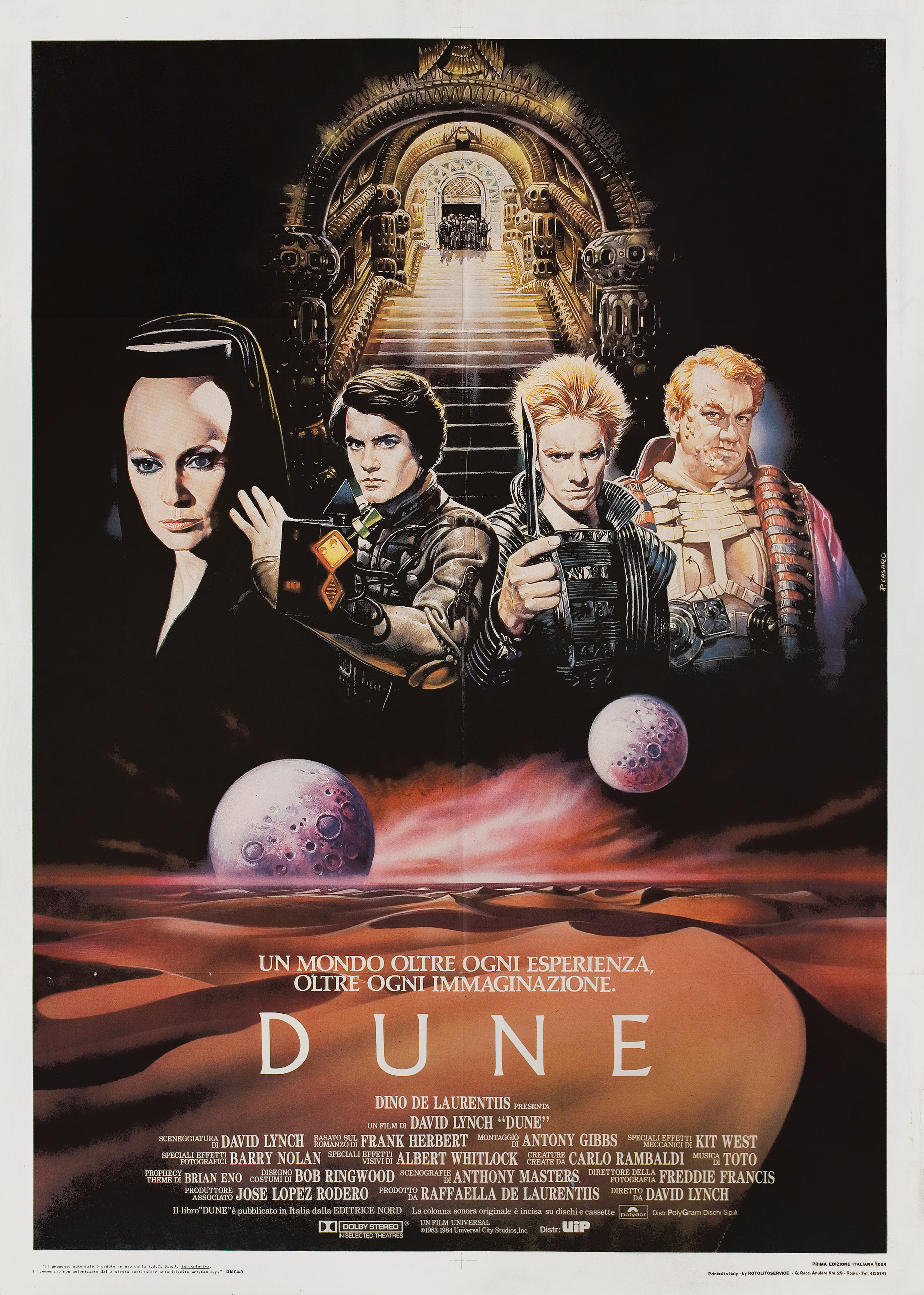 Дюна (Dune, 1984), режиссёр Дэвид Линч, итальянский постер к фильму, автор Ренато Касаро, 1984 год