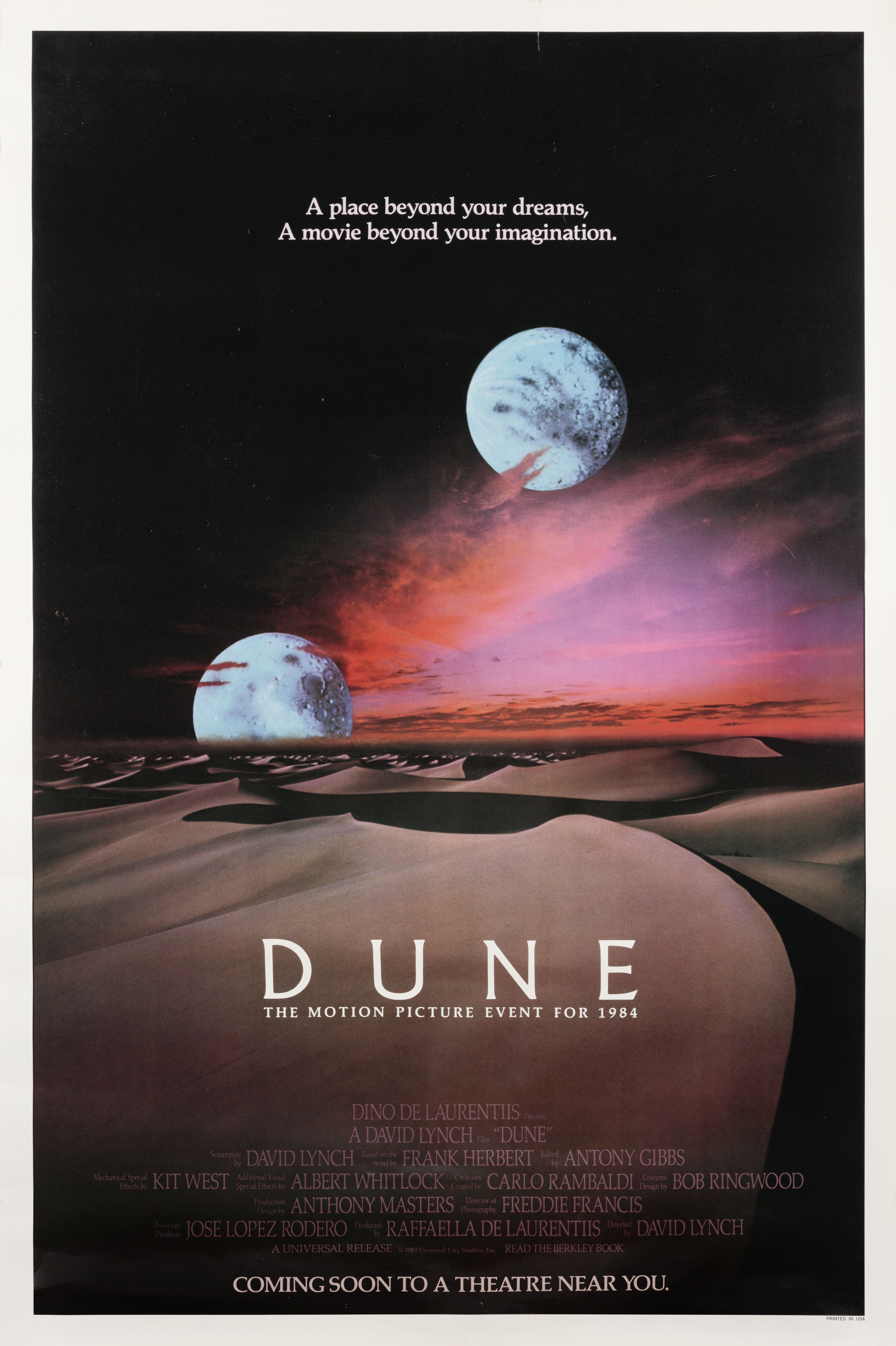 Дюна (Dune, 1984), режиссёр Дэвид Линч, американский постер к фильму, 1984 год