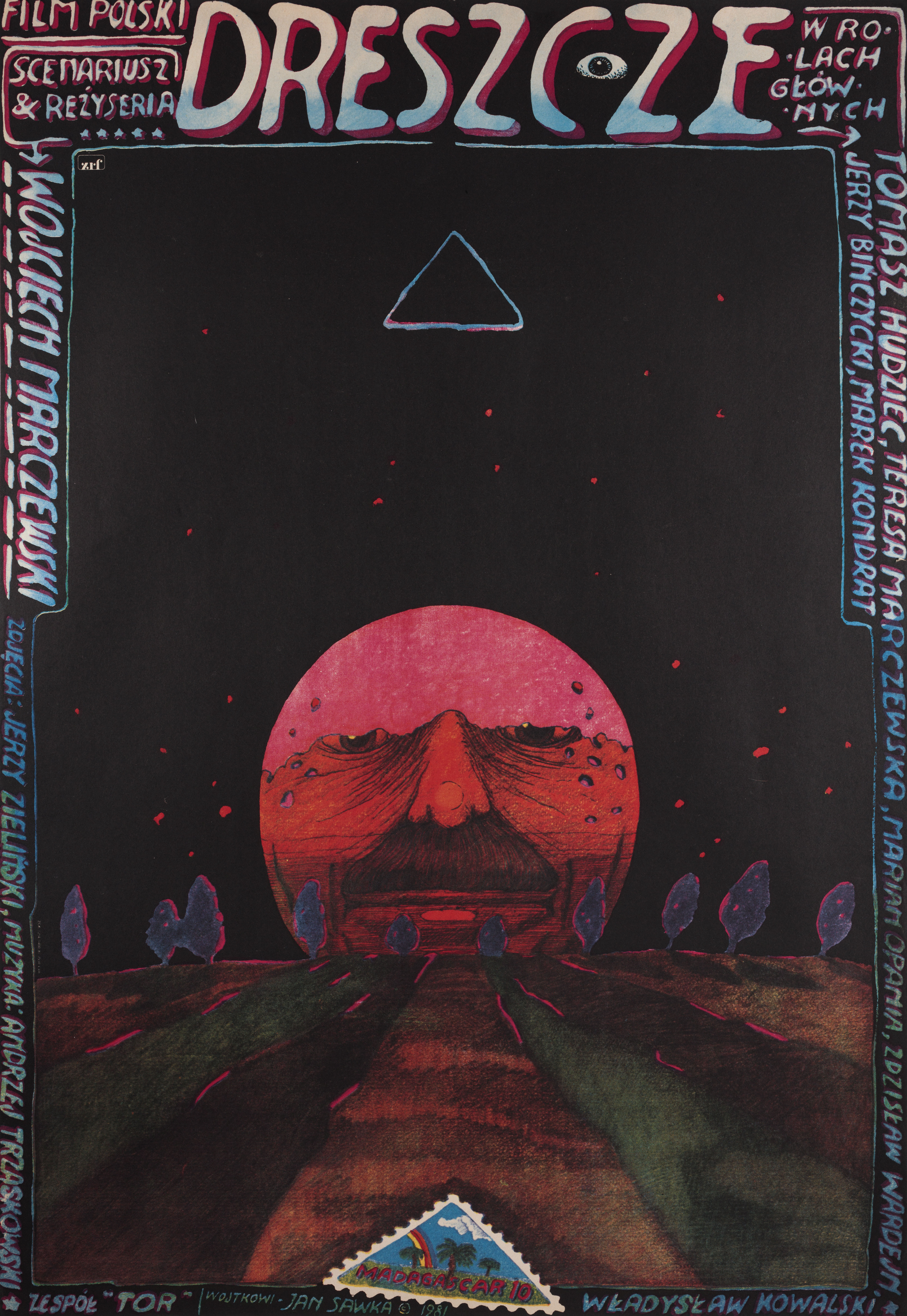 Дрожь (Shivers, 1981), режиссёр Войцех Марчевский, польский постер к фильму, автор Ян Савка, 1981 год