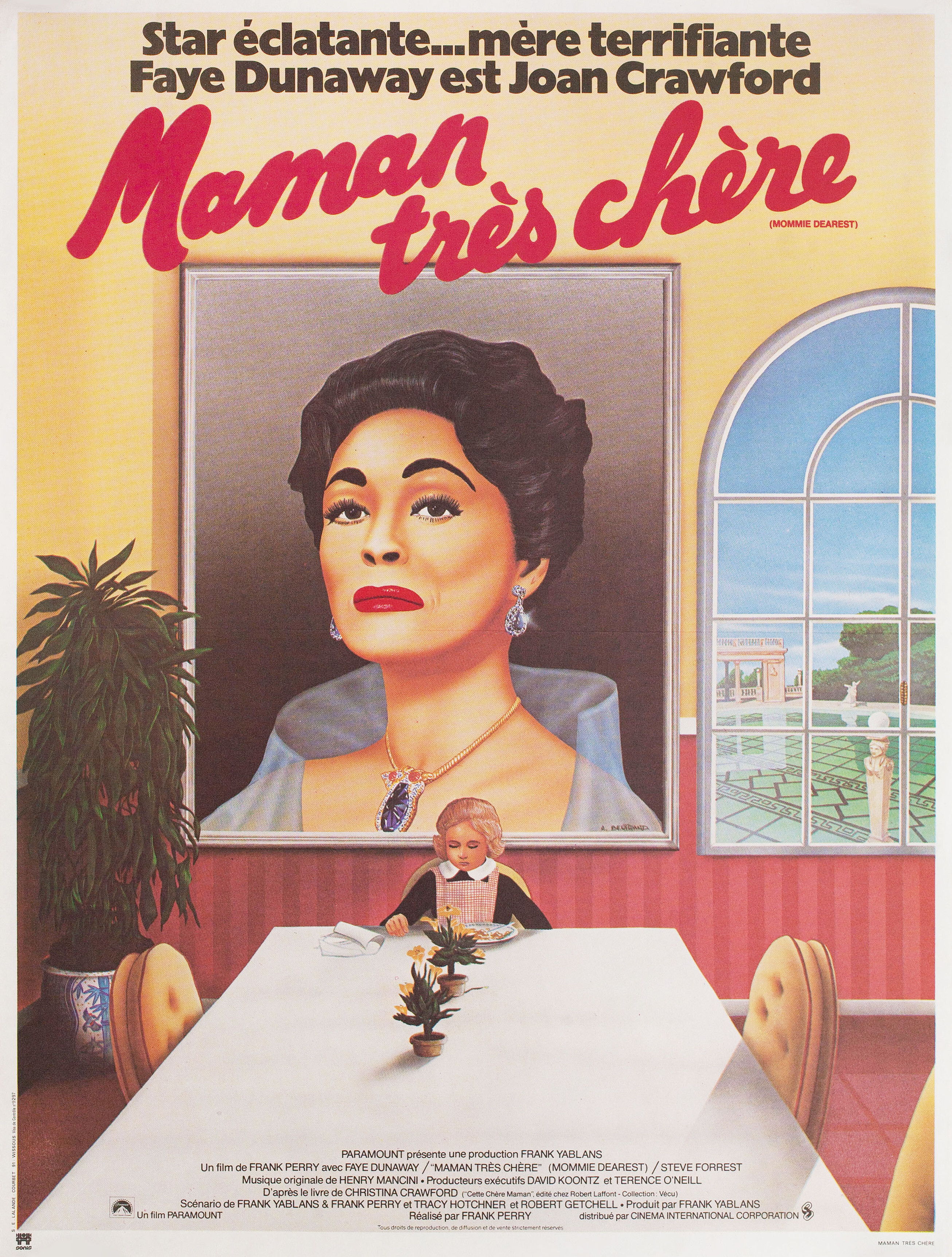 Дорогая мамочка (Mommie Dearest, 1981), режиссёр Фрэнк Перри, французский постер к фильму, автор Андре Бертран, 1981 год