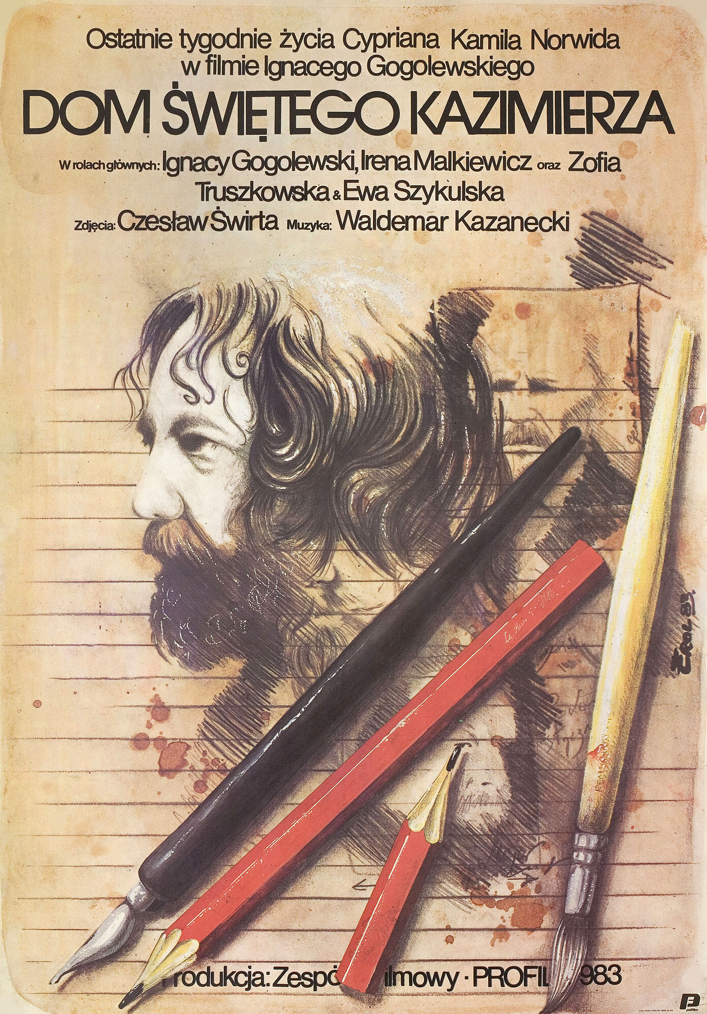Дом Святого Казимира (Dom Swietego Kazimierza, 1984), режиссёр Игнаций Гоголевский, польский постер к фильму, автор Якуб Эрол, 1984 год