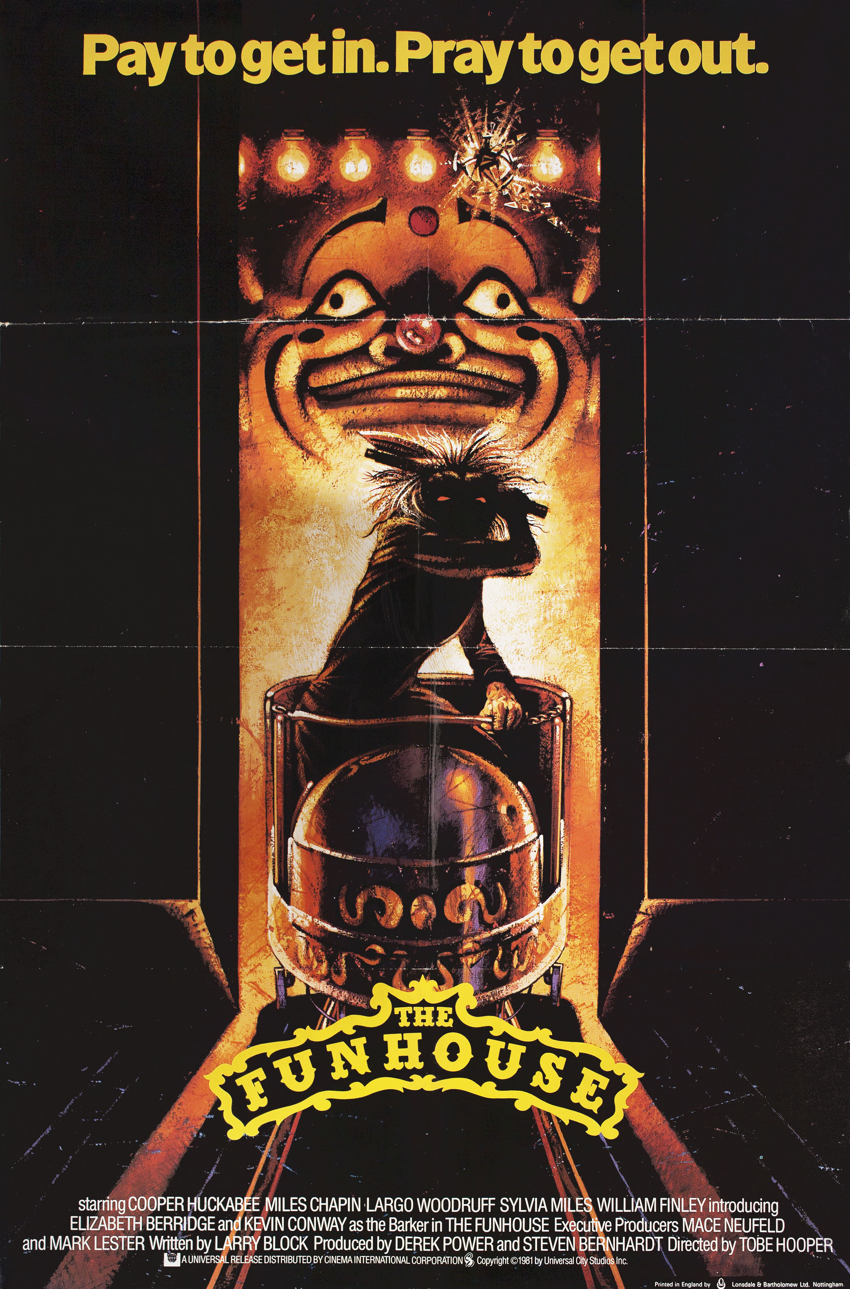 Смертельная забава (The Funhouse, 1981), режиссёр Тоуб Хупер, британский постер к фильму, 1981 год