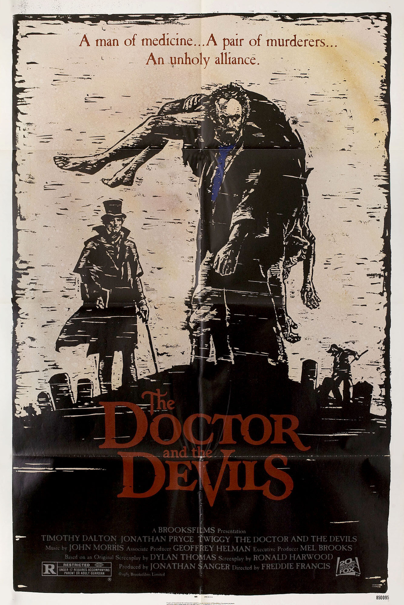 Доктор и дьяволы (The Doctor and the Devils, 1985), режиссёр Фредди Фрэнсис, американский постер к фильму, автор Дэниел Гузе, 1985 год