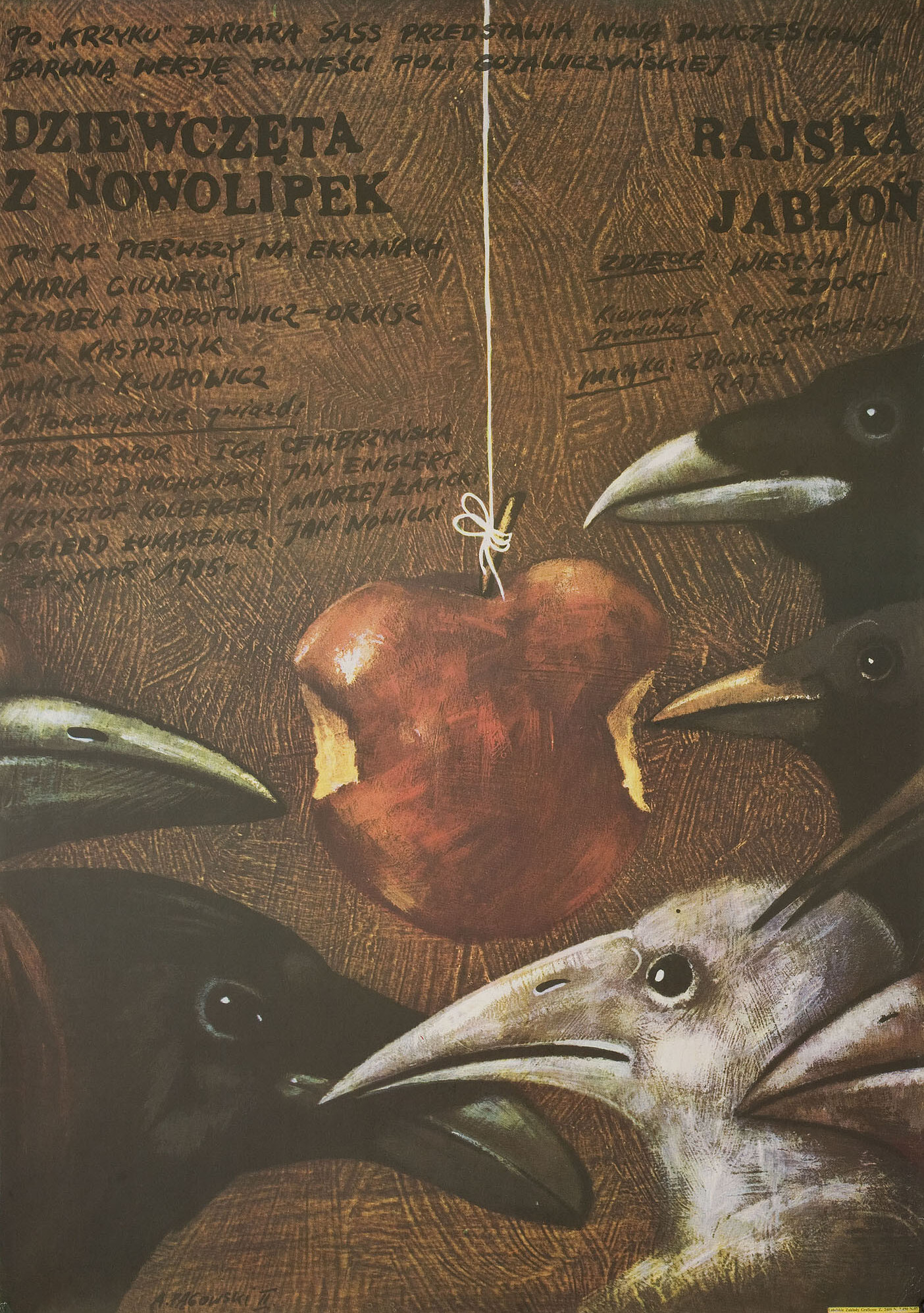 Девочки из Новолипок (Dziewczeta z Nowolipek, 1986), режиссёр Барбара Сасс, польский постер к фильму, автор Анджей Паговский, 1986 год
