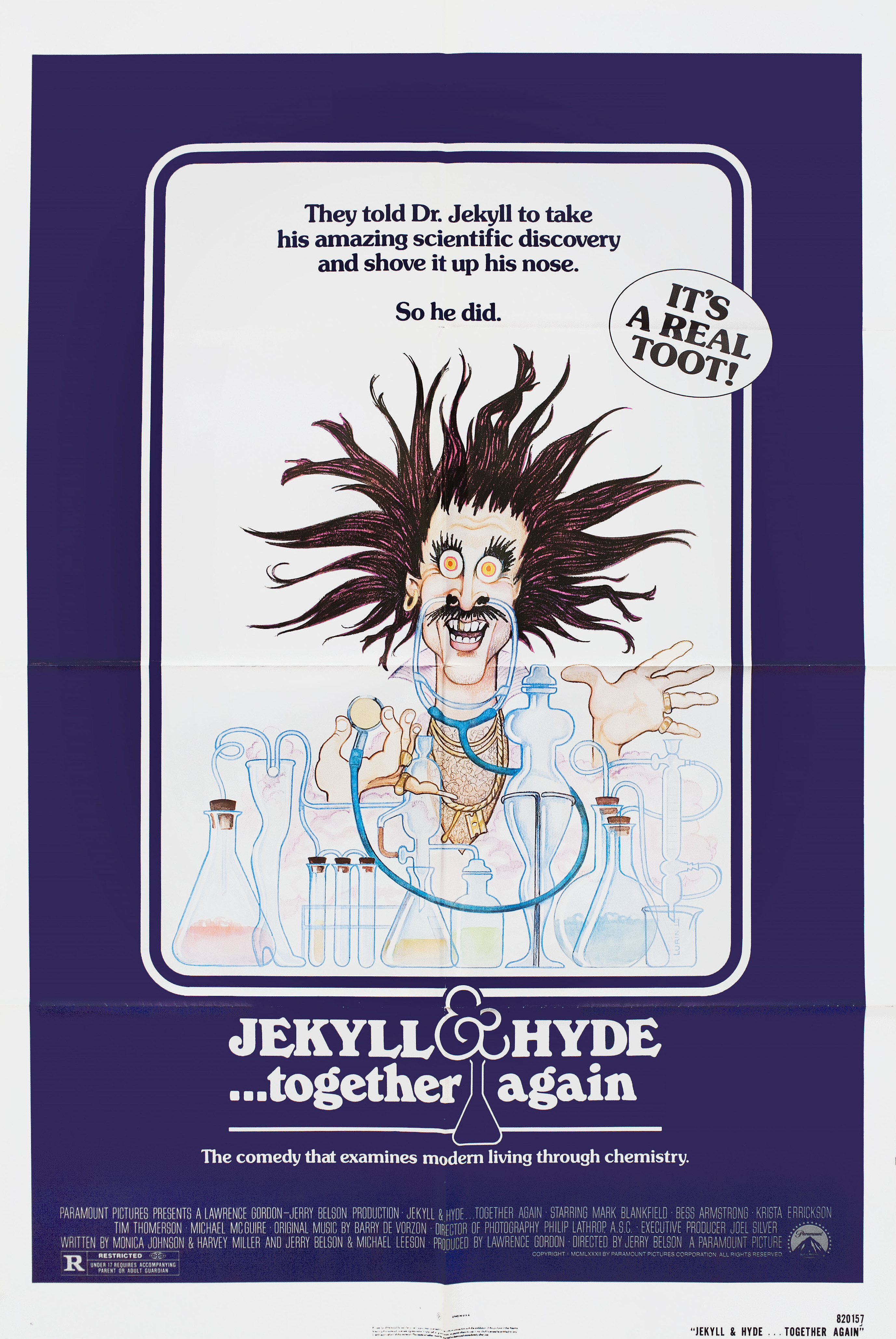 Джекилл и Хайд... Снова вместе (Jekyll and Hyde... Together Again, 1982), режиссёр Джерри Белсон, американский постер к фильму, автор Лурин, 1982 год