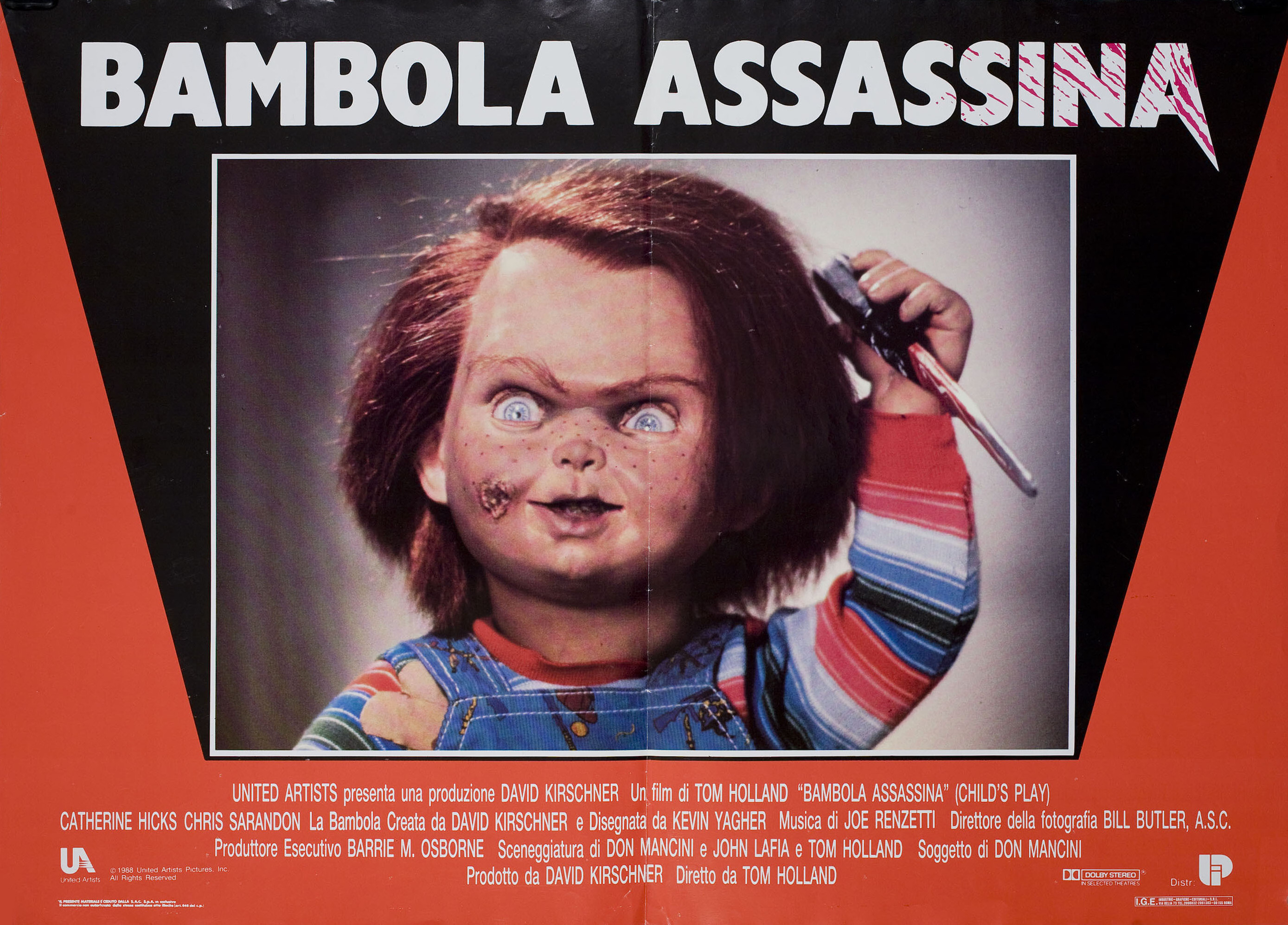 Детские игры (Childs Play, 1988), режиссёр Том Холланд, итальянский постер к фильму, 1988 год
