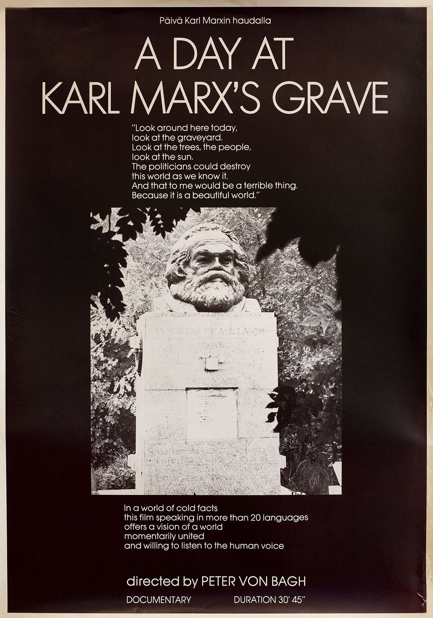 День на могиле Карла Маркса (A Day at the Grave of Karl Marx, 1983), режиссёр Питер фон Баг, американский постер к фильму, 1983 год