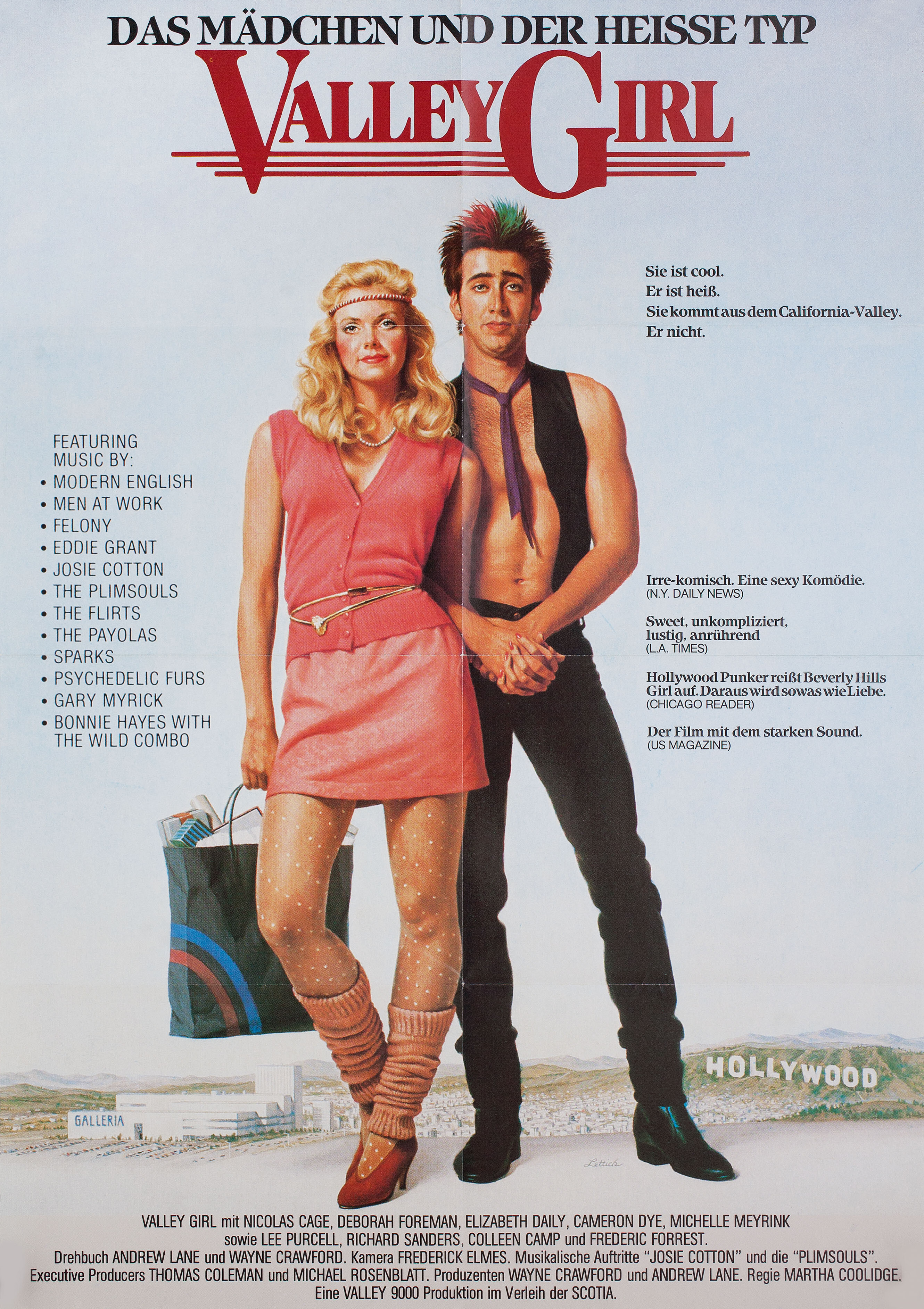 Девушка из долины (Valley Girl, 1983), режиссёр Марта Кулидж, немецкий (ФРГ) постер к фильму, автор Бирни Леттик, 1983 год