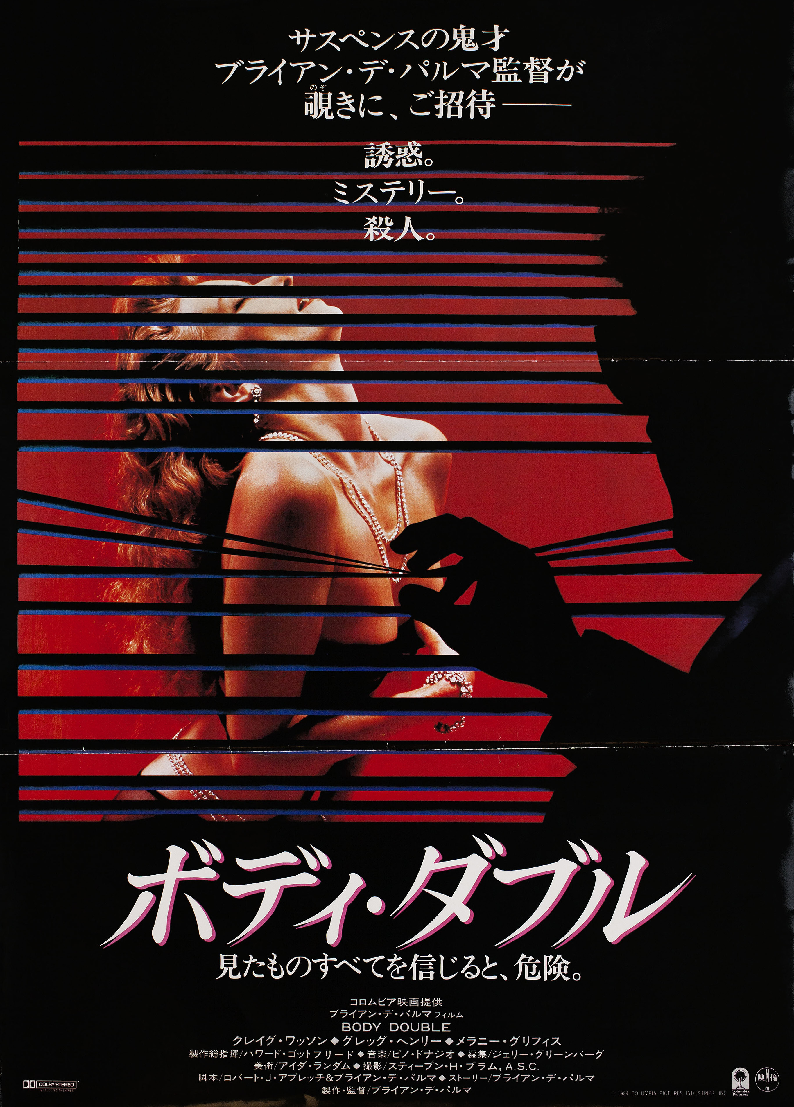 Подставное тело (Body Double, 1984), режиссёр Брайан Де Пальма, японский постер к фильму, 1984 год (1)